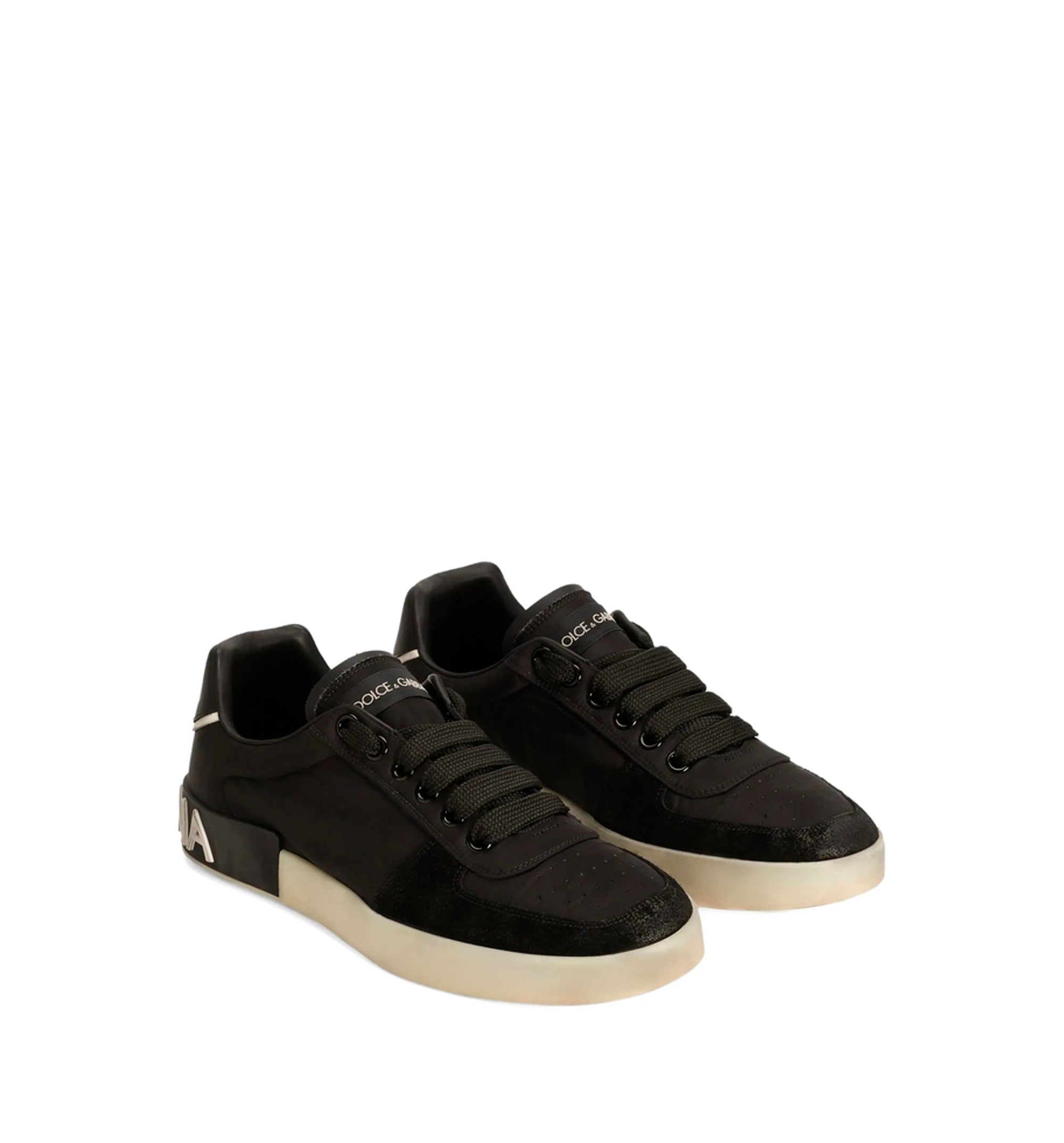 Portofino nylon and split calfskin sneakers