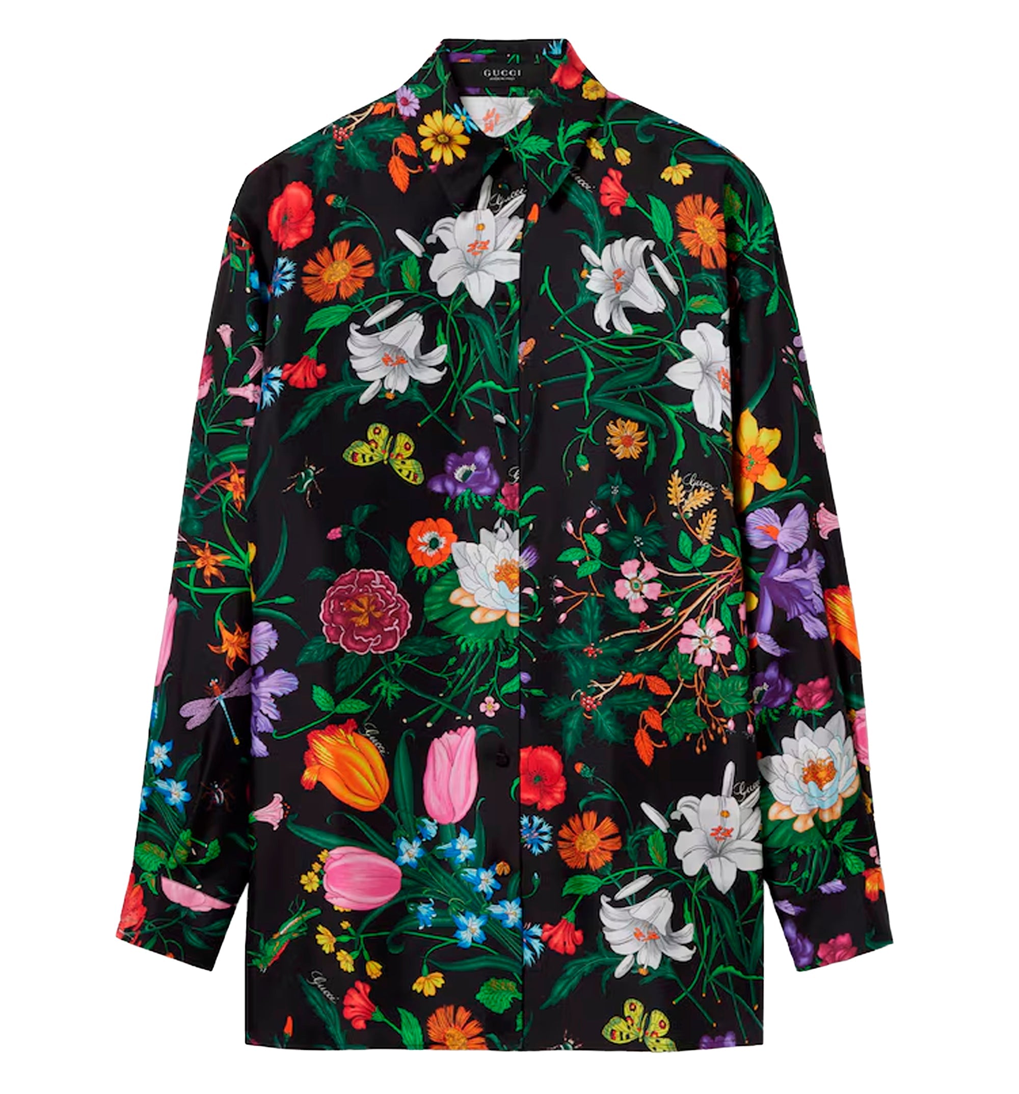 Printed silk twill shirt