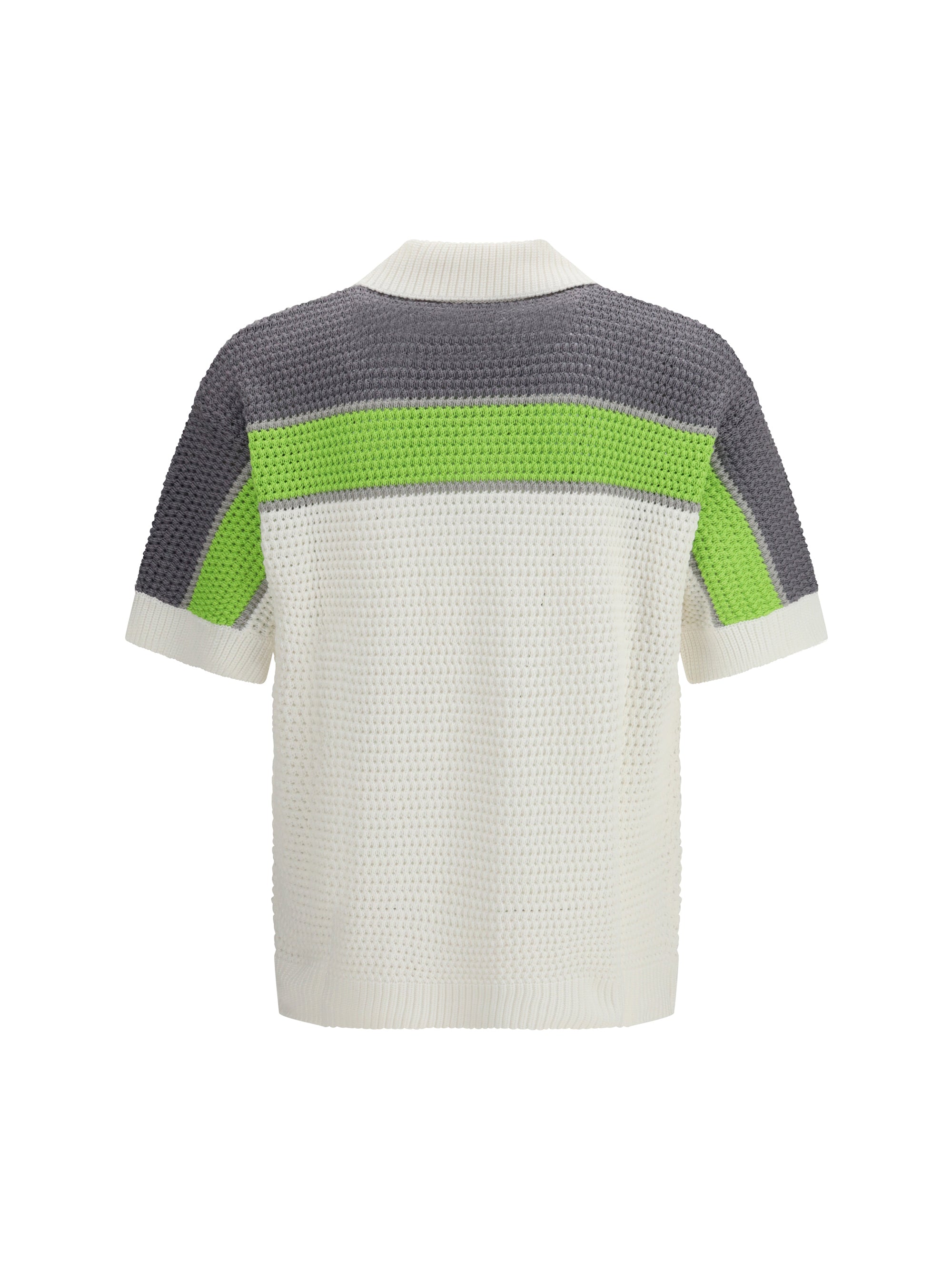 Stripe Crochet Short Sleeve Shirt