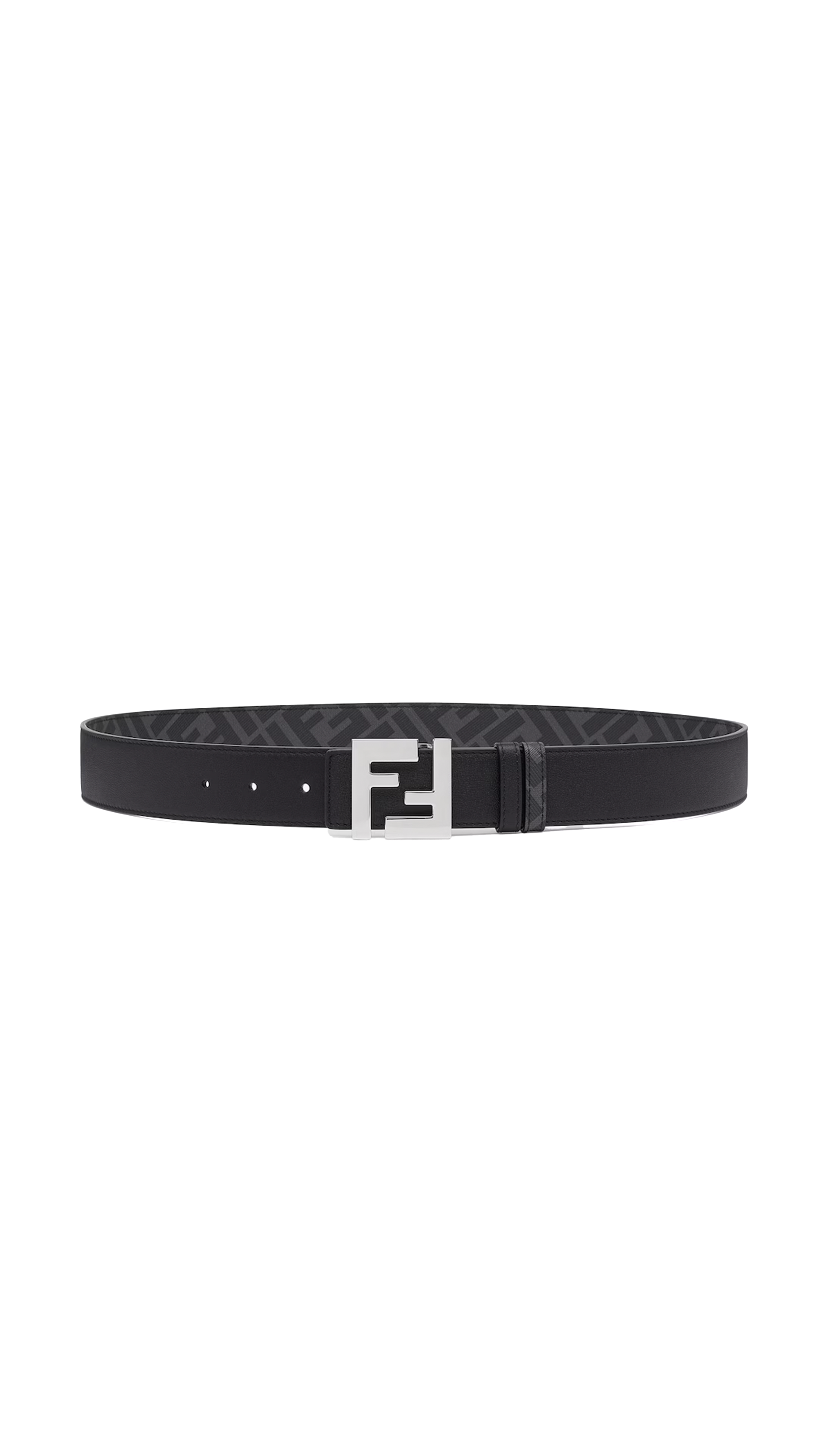 Reversible FF Buckle Leather Belt Grey Black Amuze