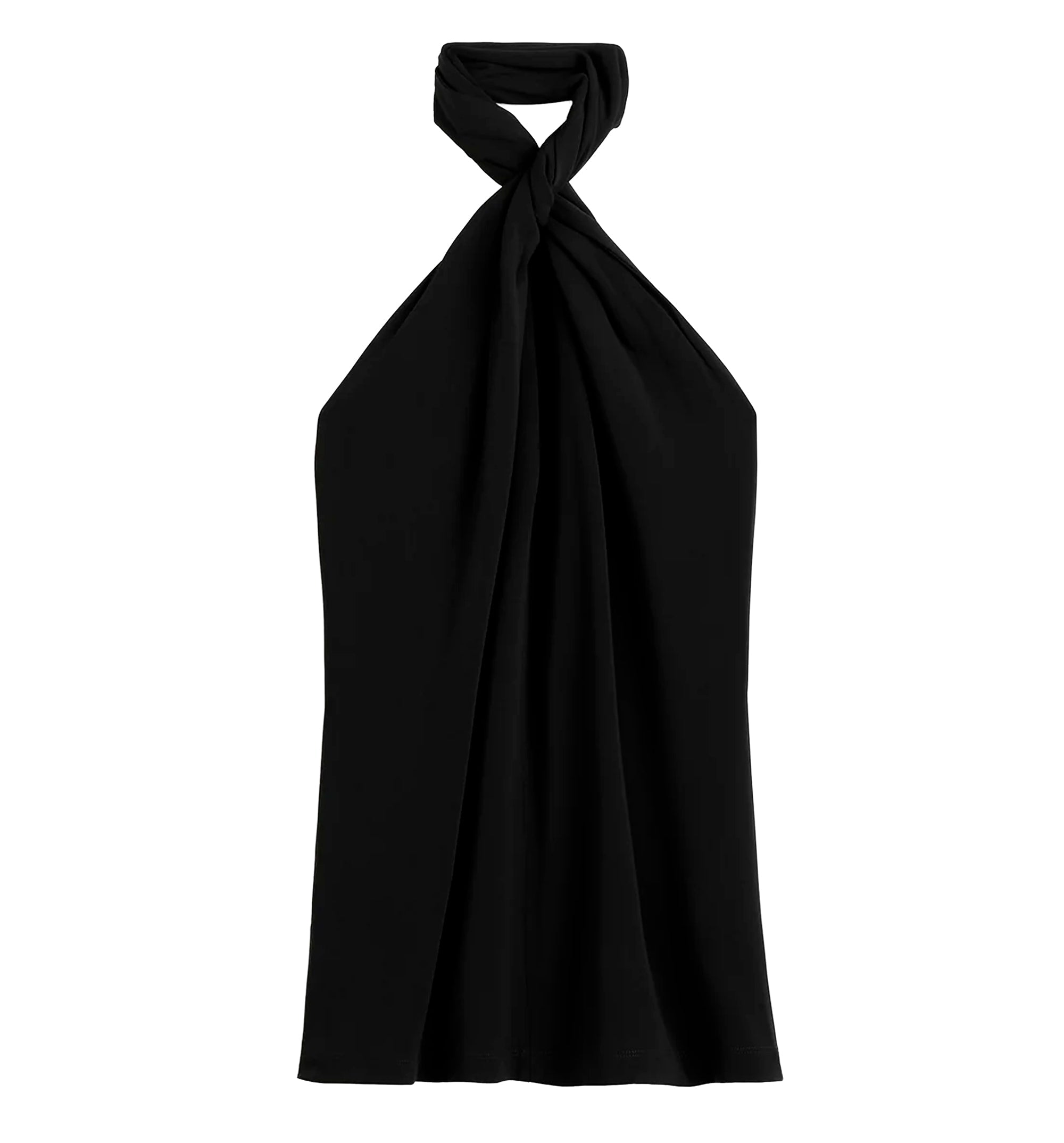 Twisted jersey halter top black