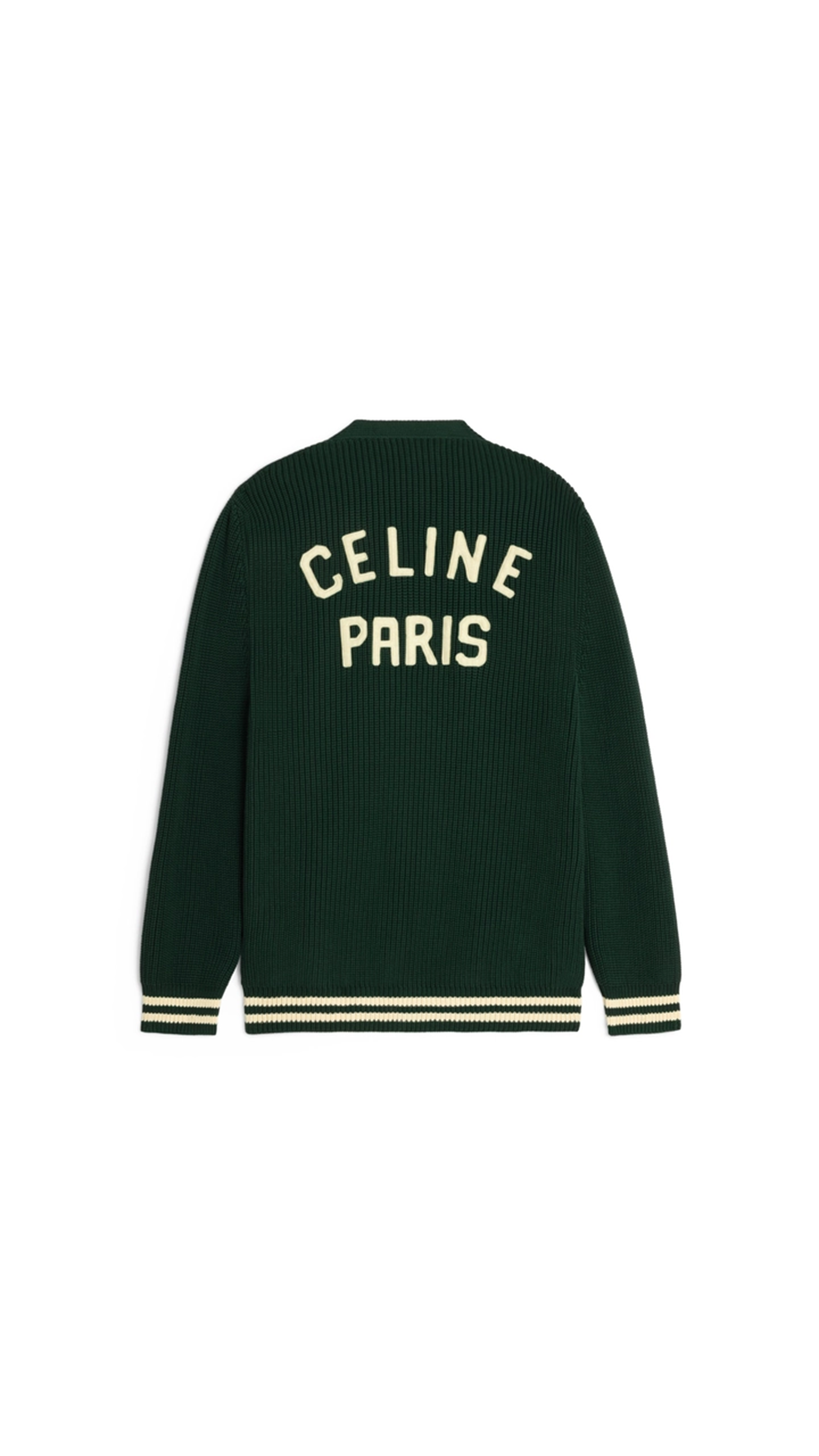 Celine College Cardigan In Cotton - Forest