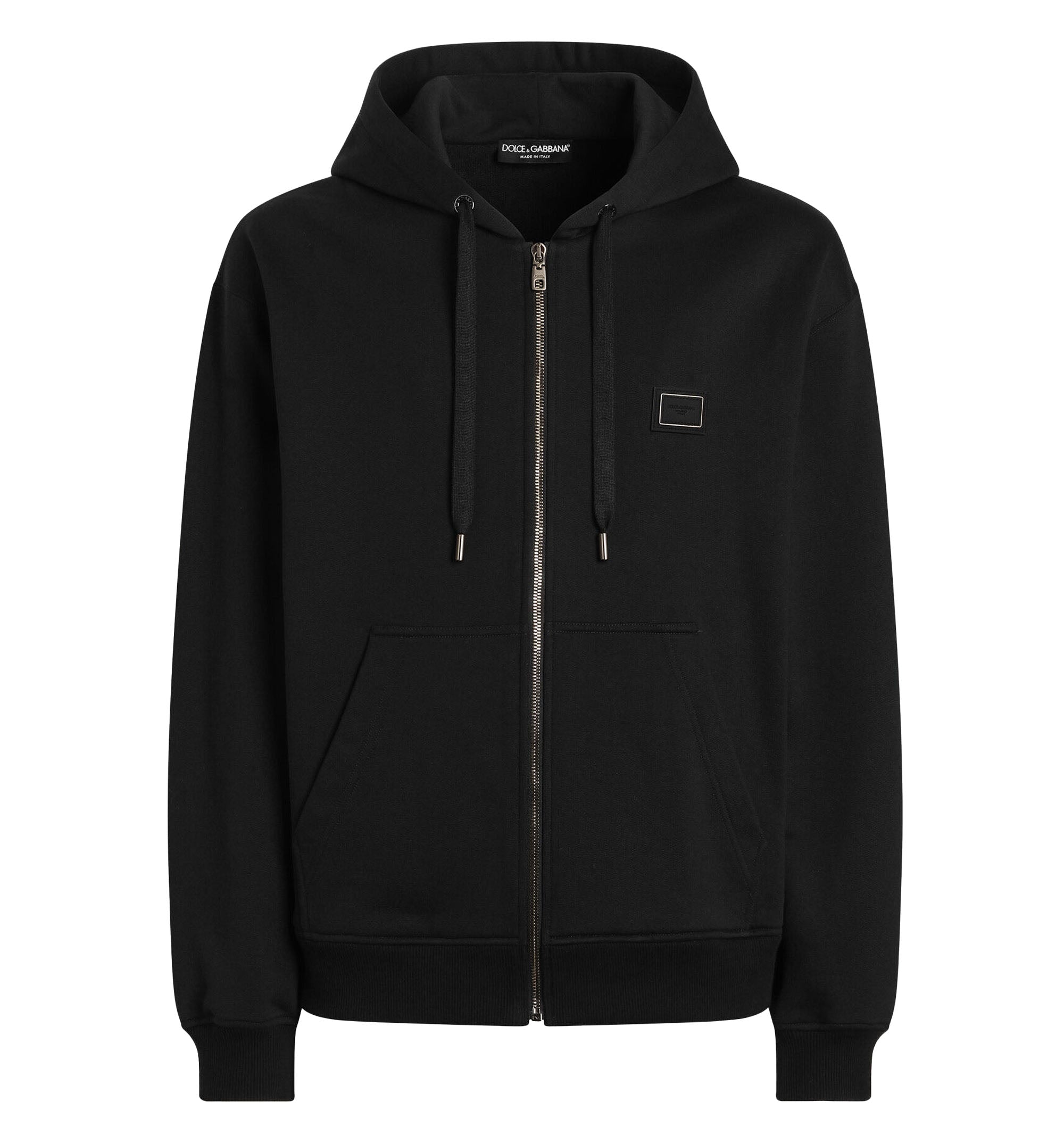 Cotton hooded sweatshirt with logo plate
