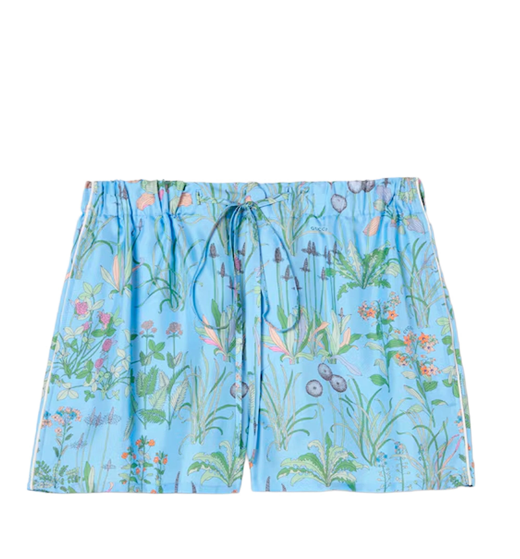Printed silk twill shorts