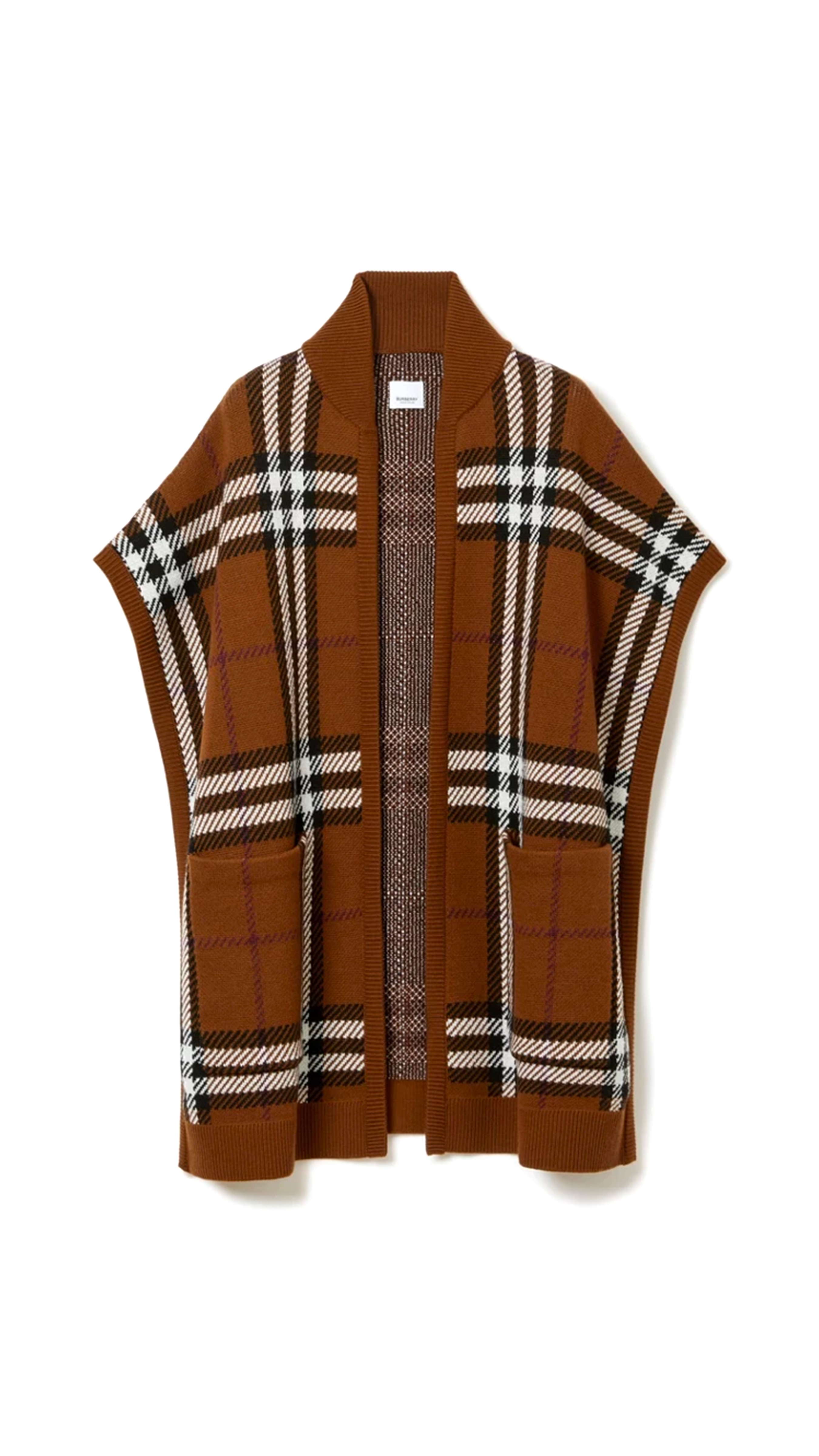 Check Wool Cape - Brown