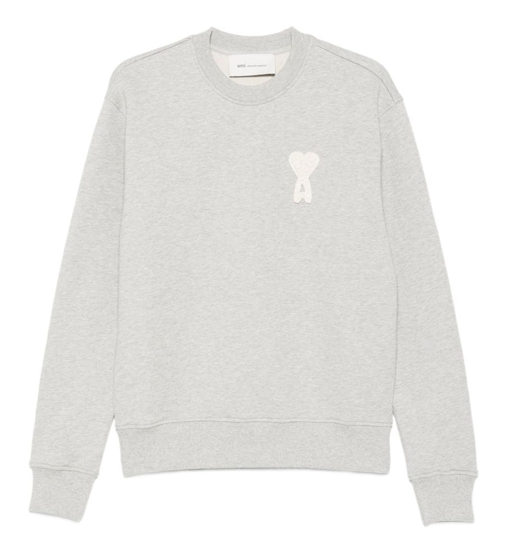 Grey Cotton Sweatshirt with Embossed Ami De Coeur
