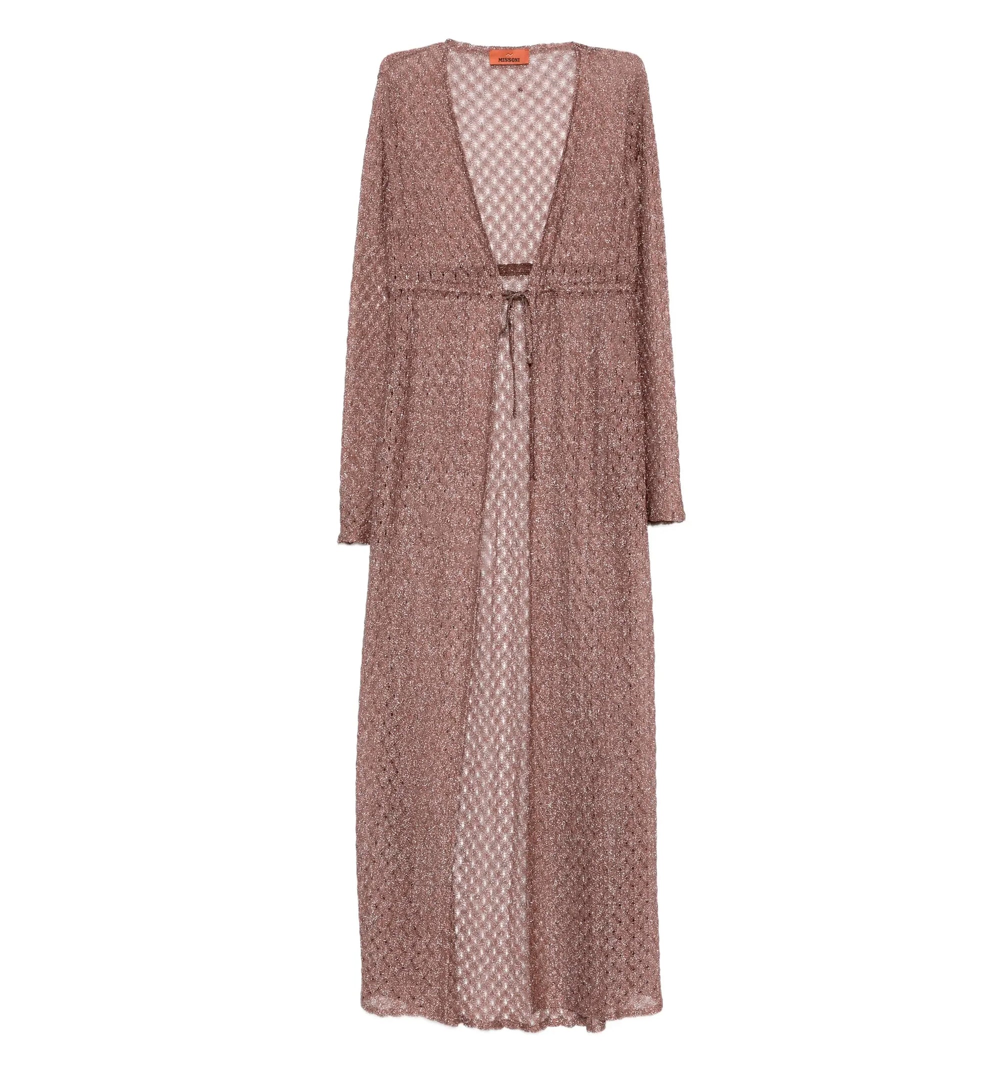 Tie-waist Textured Cover Up Coat