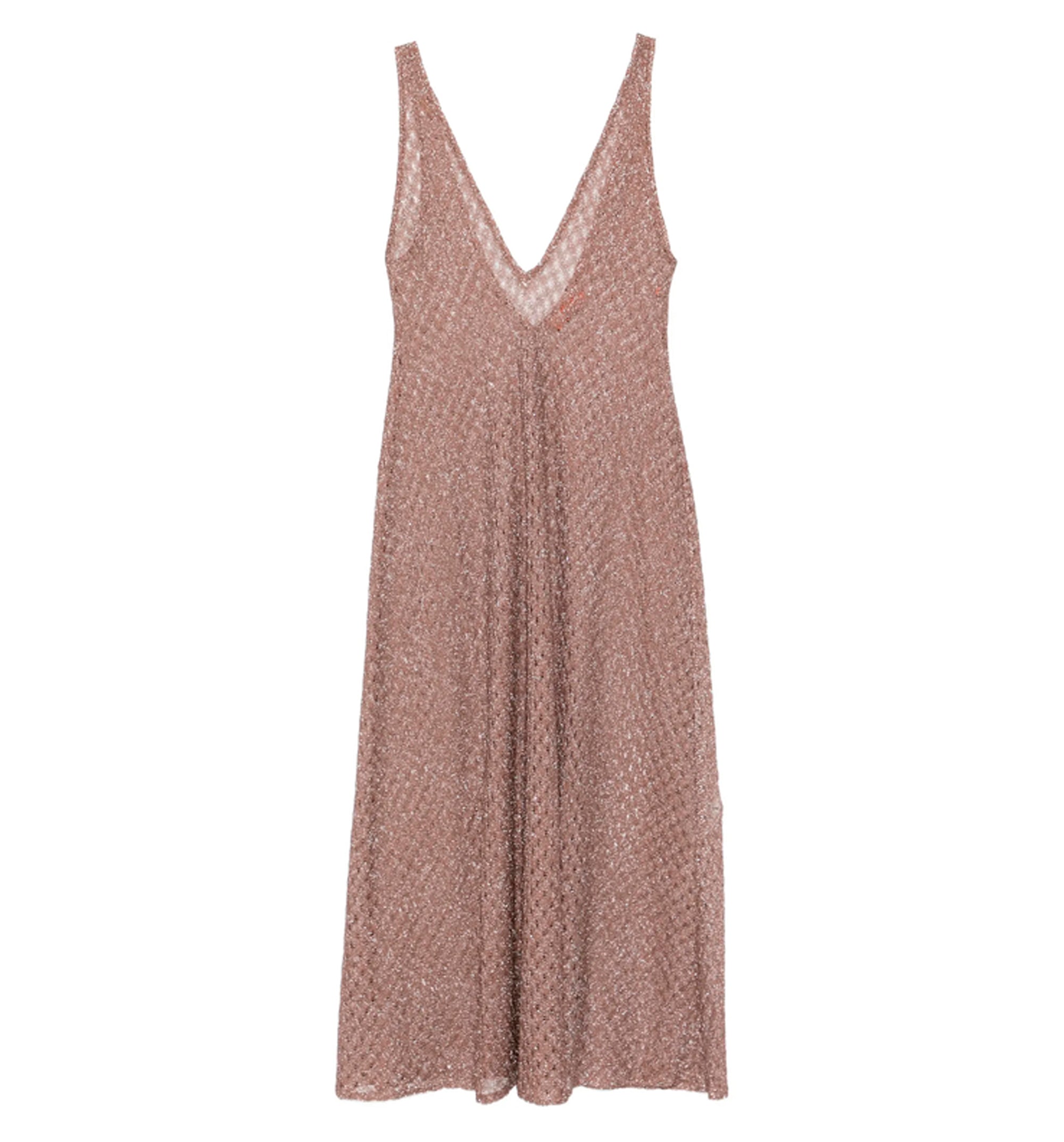 Cover-up dress in lamé viscose with spiderweb motif and V-neckline