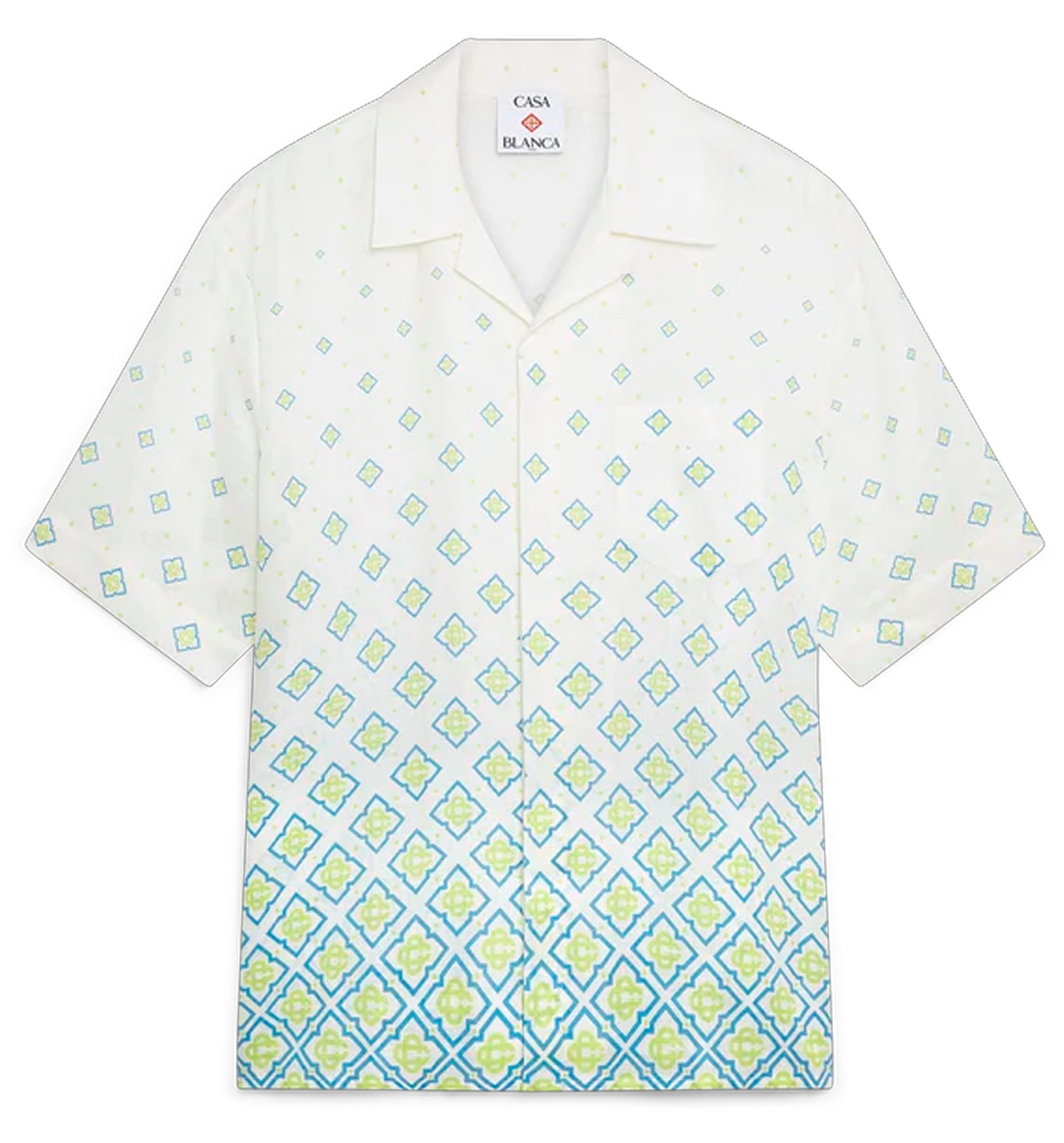 Degrade Monogram Short Sleeve Linen Shirt