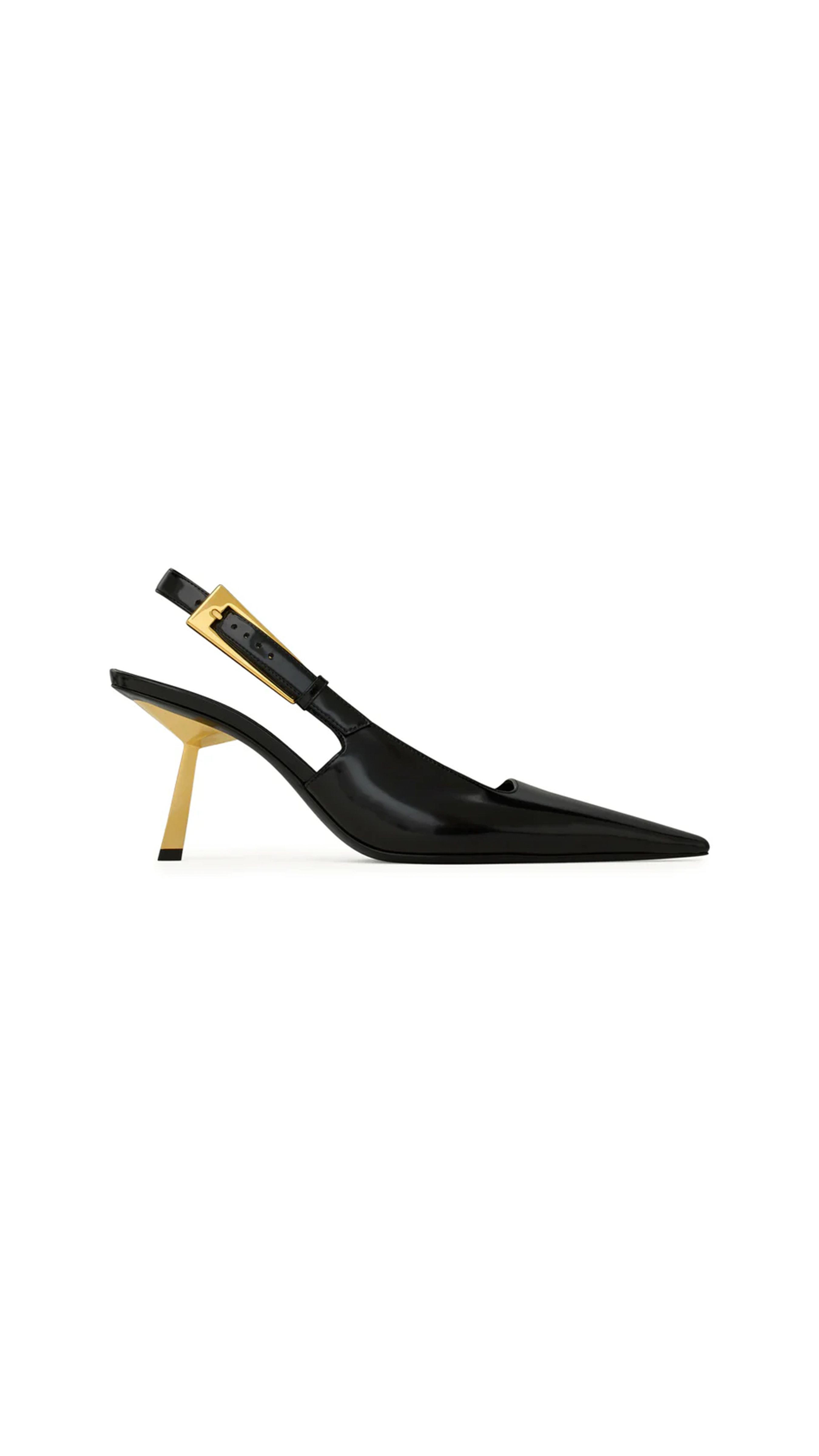 Lee Slingback Pumps in Glazed Leather - Black