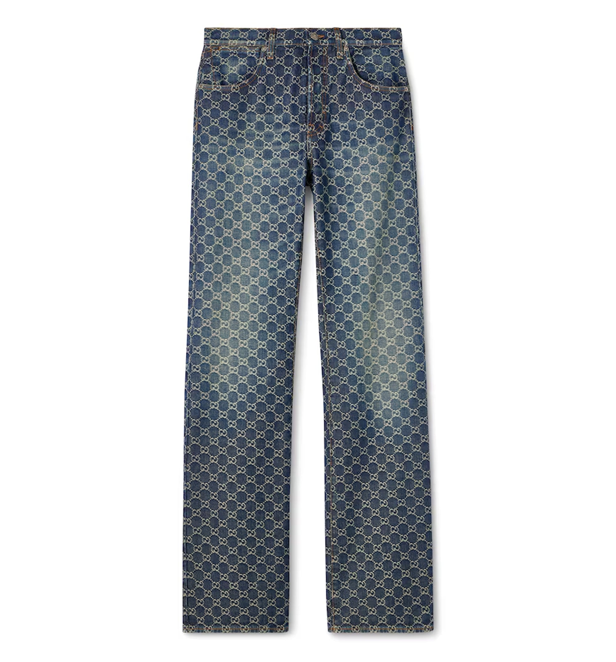 GG cotton denim jacquard pants