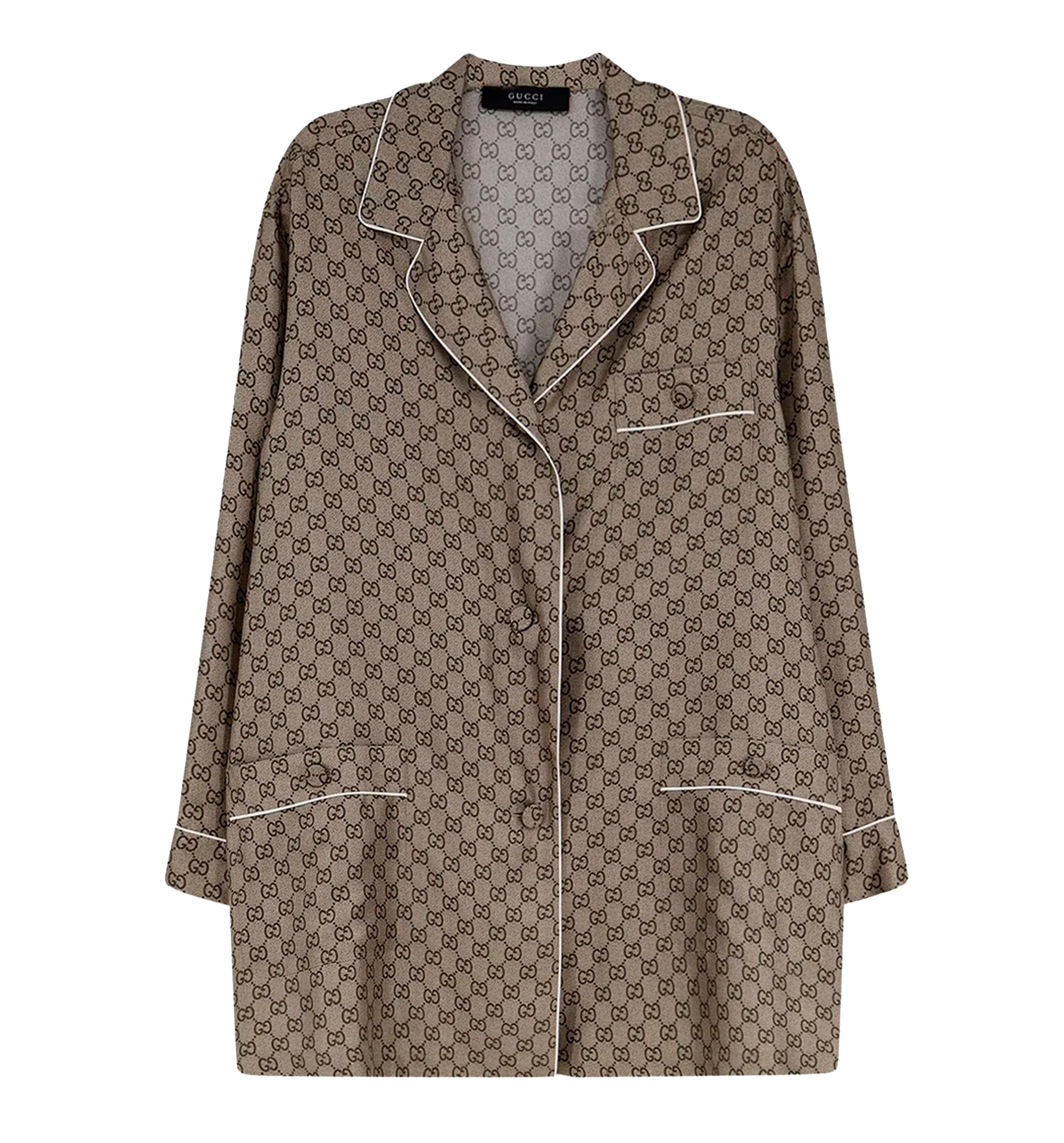 Printed silk twill shirt