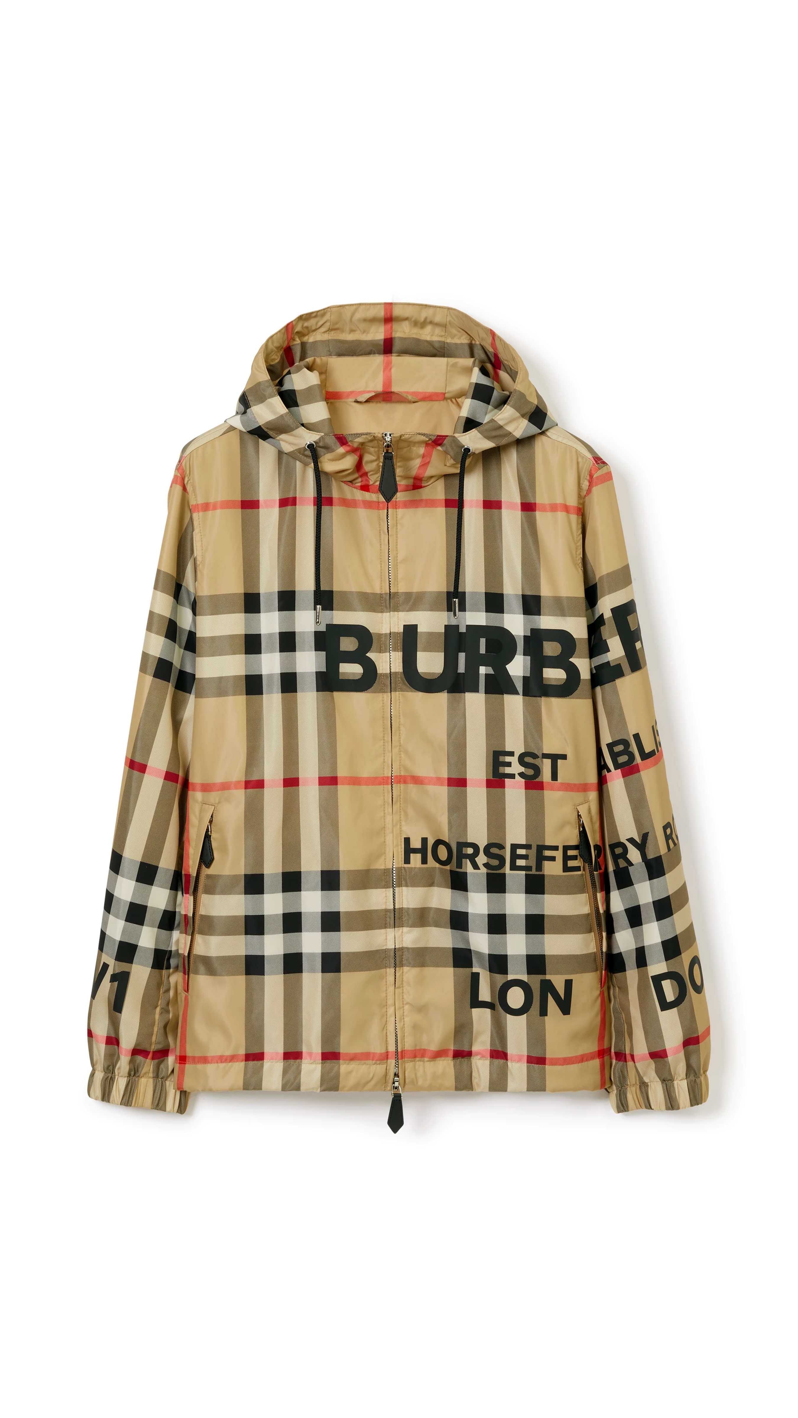 Horseferry Print Check Nylon Hooded Jacket - Archive Beige