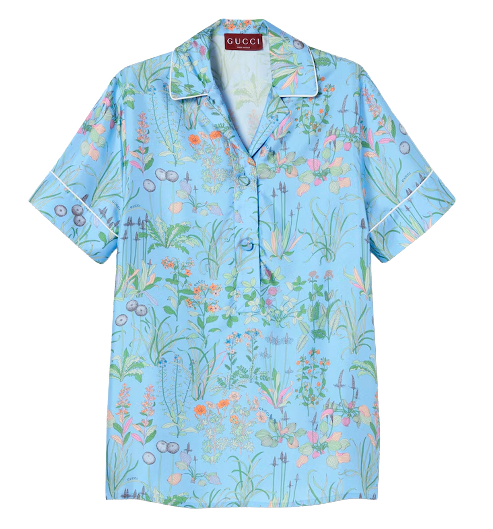 Printed silk twill shirt