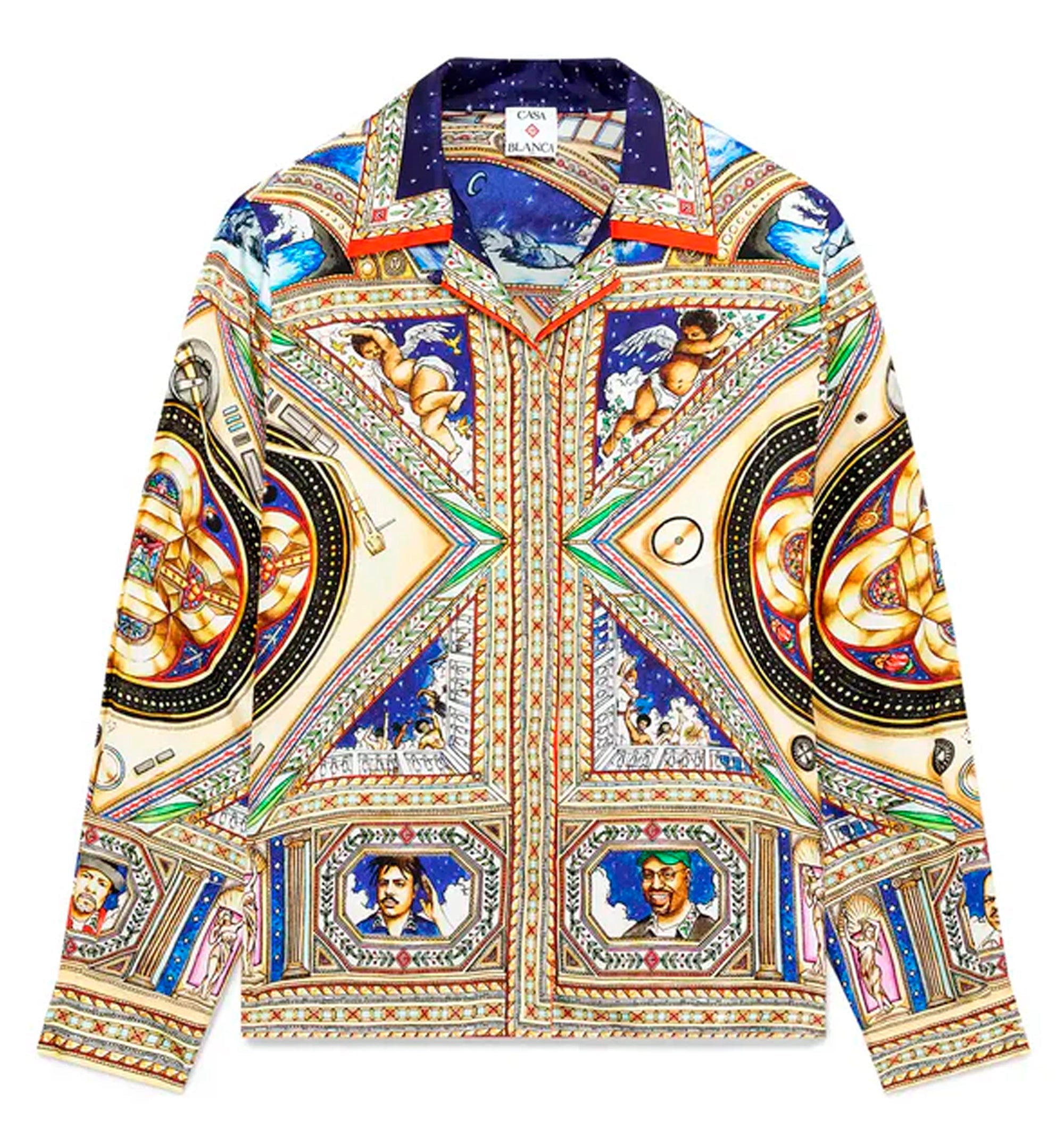 Take Me To Church Cuban Collar Long Sleeve Silk Shirt