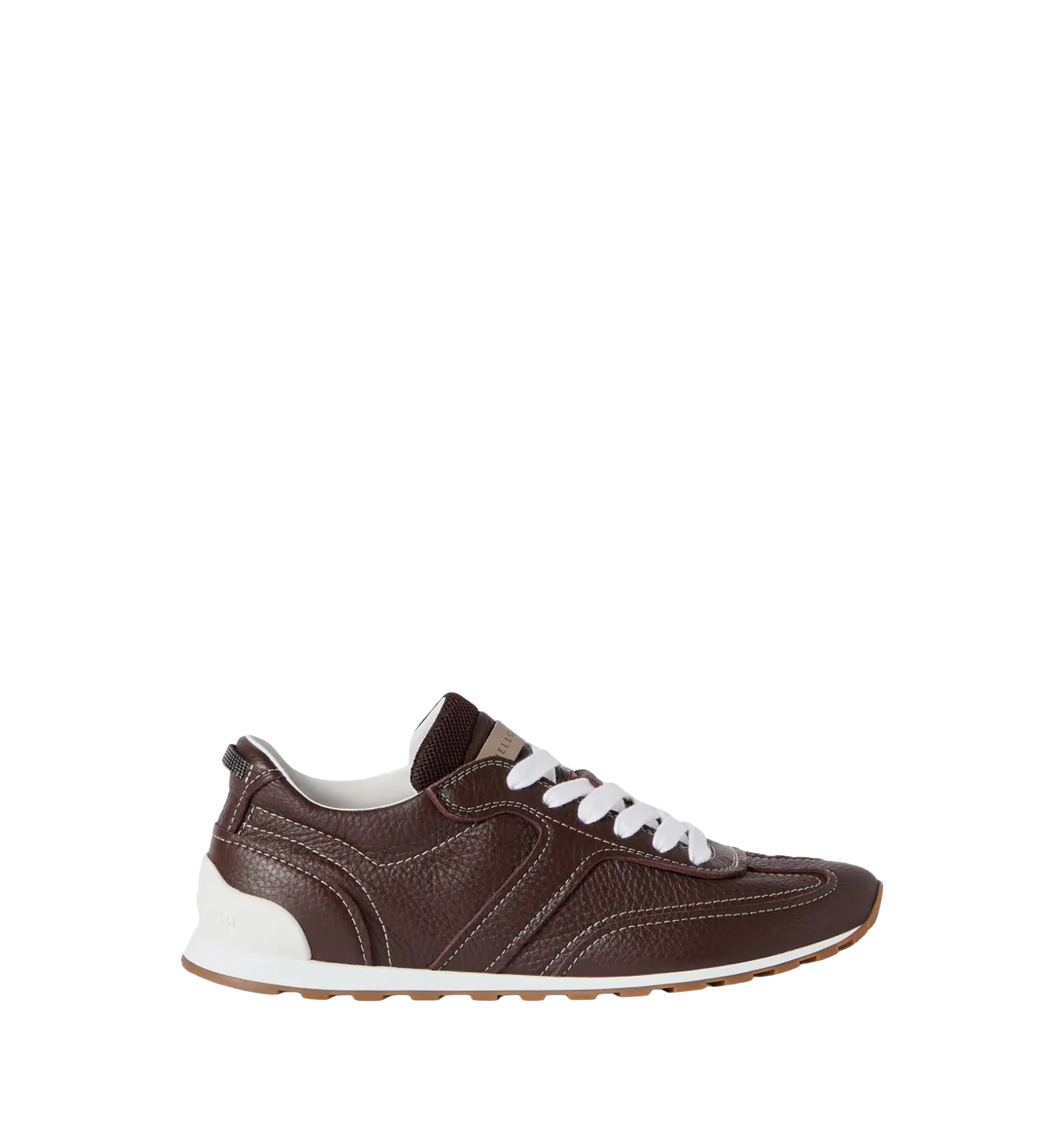 Grained soft leather runners with shiny loops