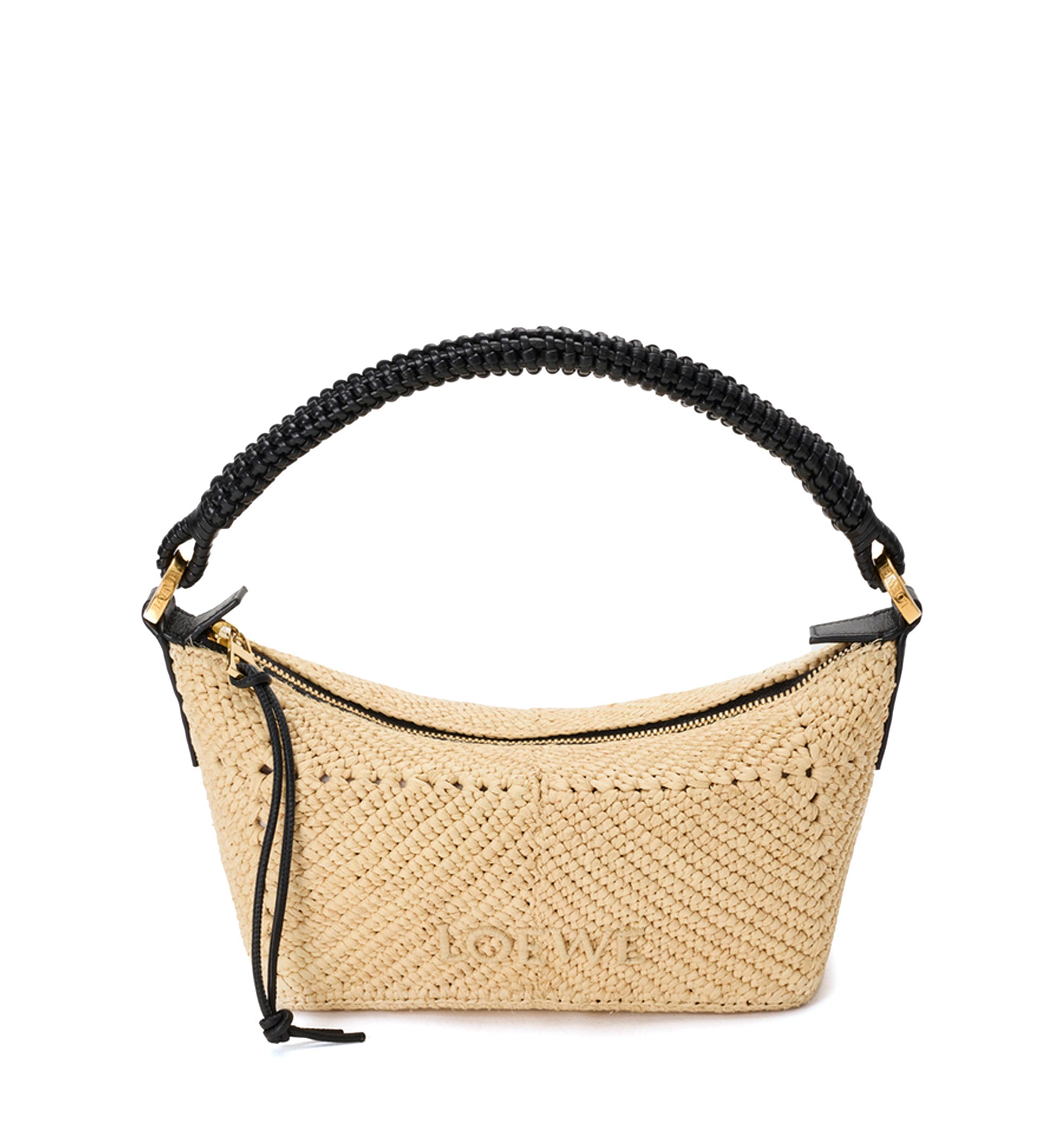 Cala mini bag in classic calfskin and raffia