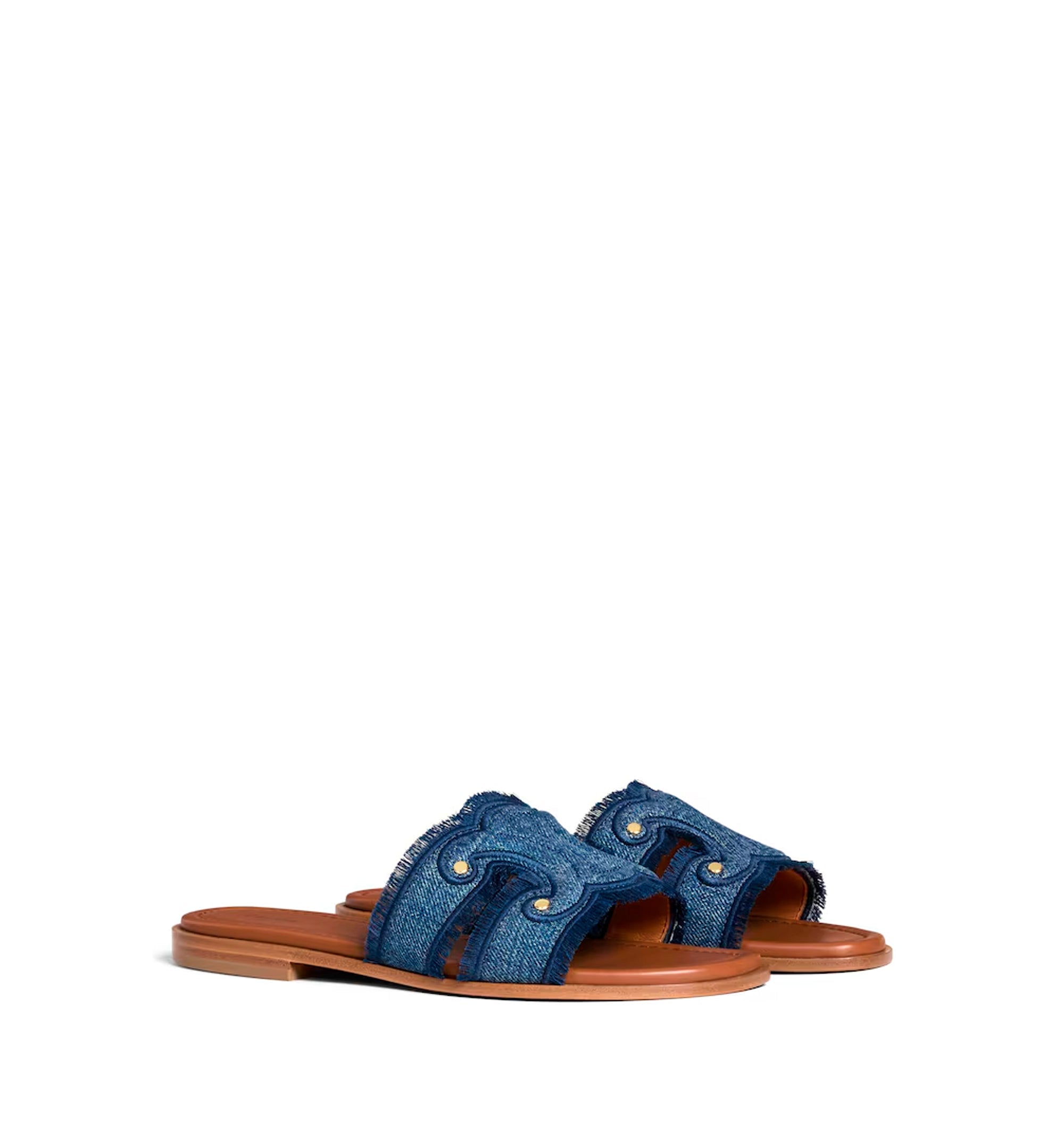 Celine Marina Fringed Mule In Denim