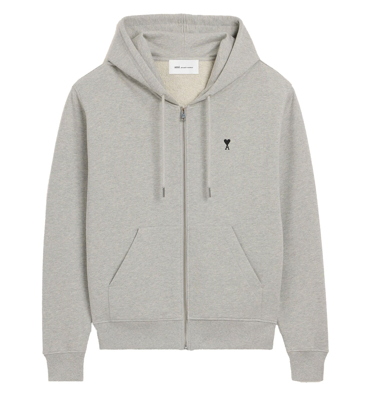 Grey zipped cotton hoodie with Ami de Coeur