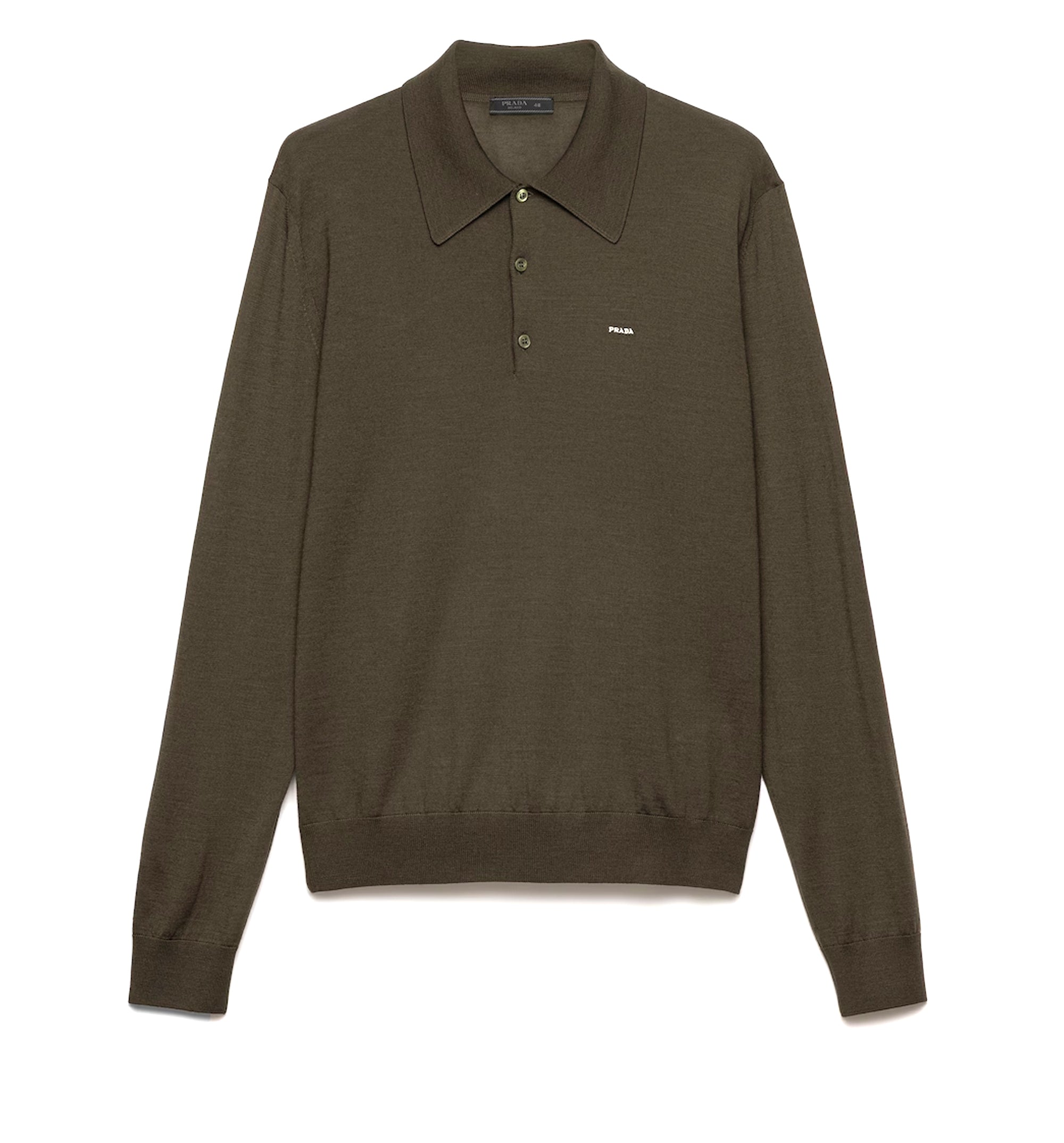 Long-sleeved superfine wool polo sweater