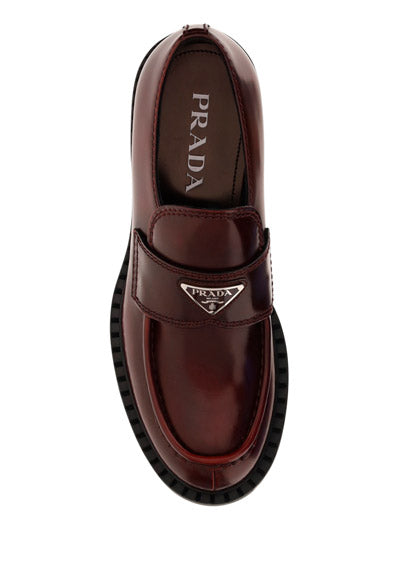 Men's Chocolate Brushed Leather Loafers - Porpora Fume