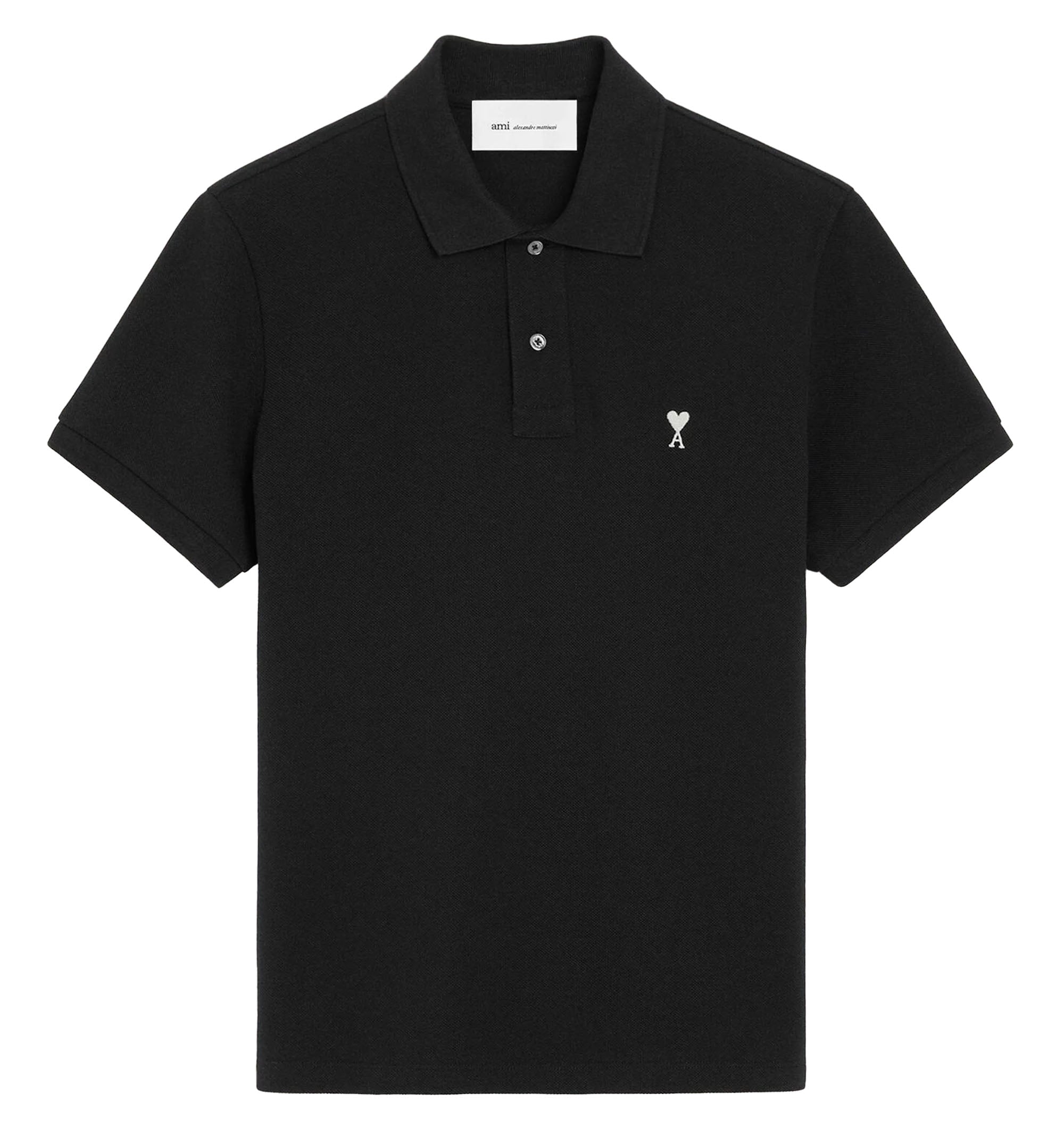 Black Cotton Short Sleeves Ami De Coeur Polo Shirt