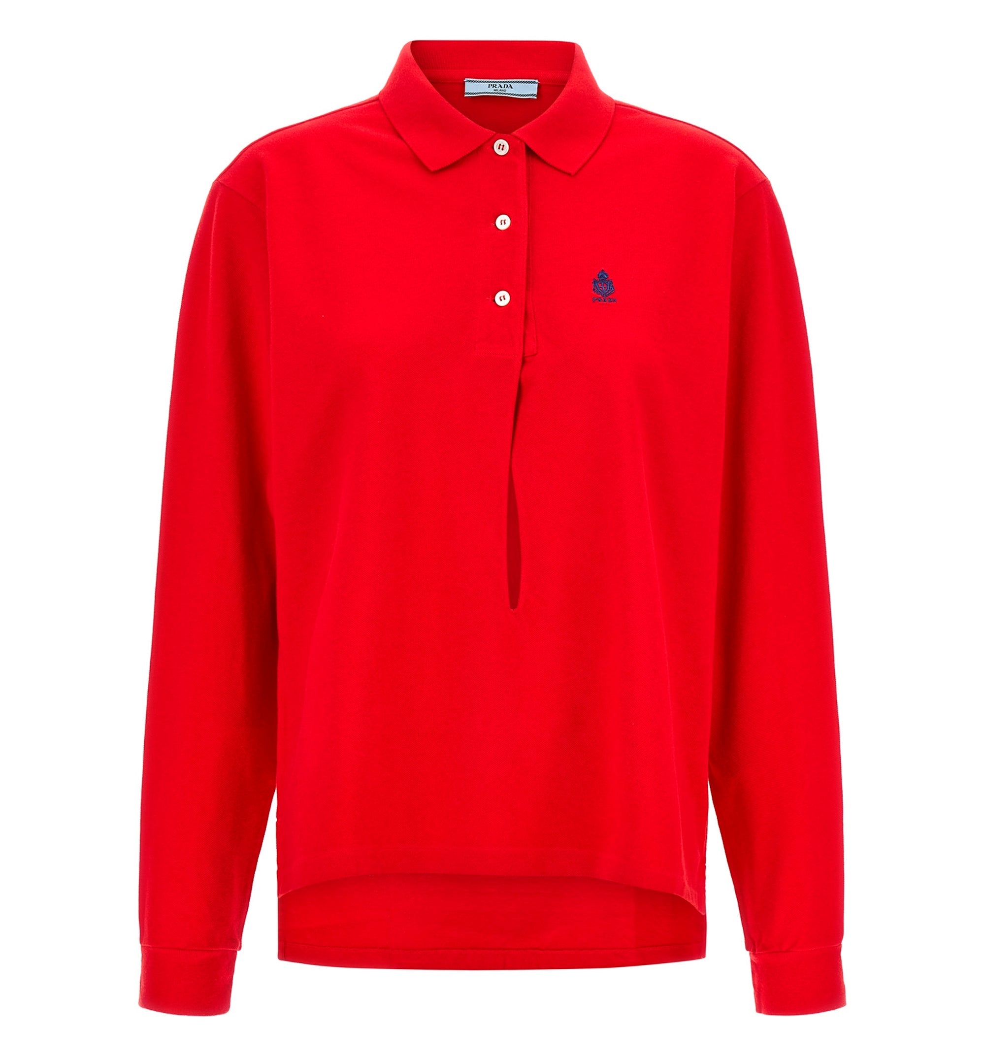 Long-sleeved cotton piqué polo shirt