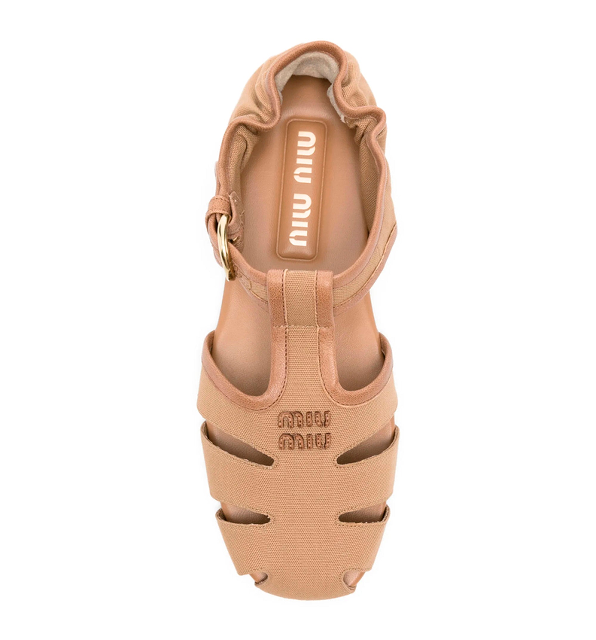 Ruches cotton and nappa leather fisherman sandals