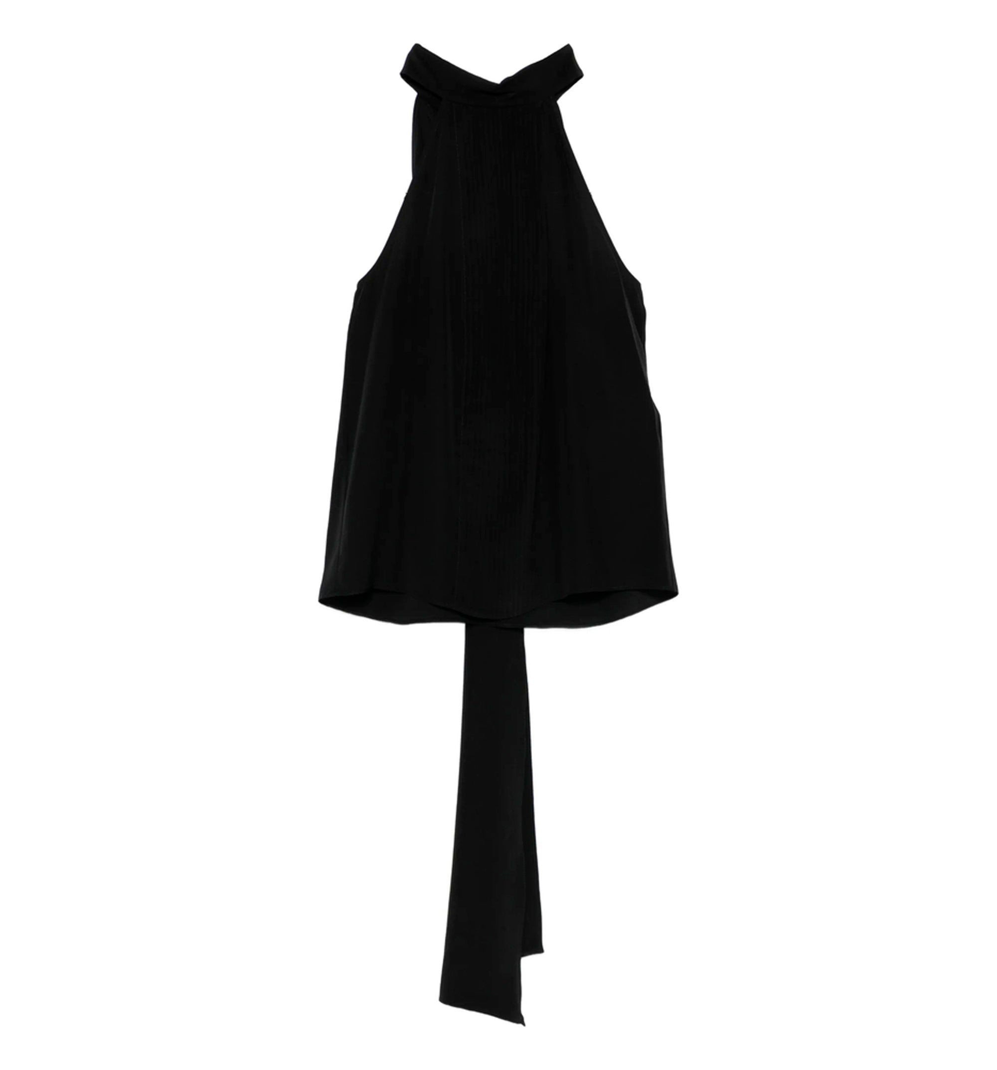 Ribbed Tie-neck Blouse