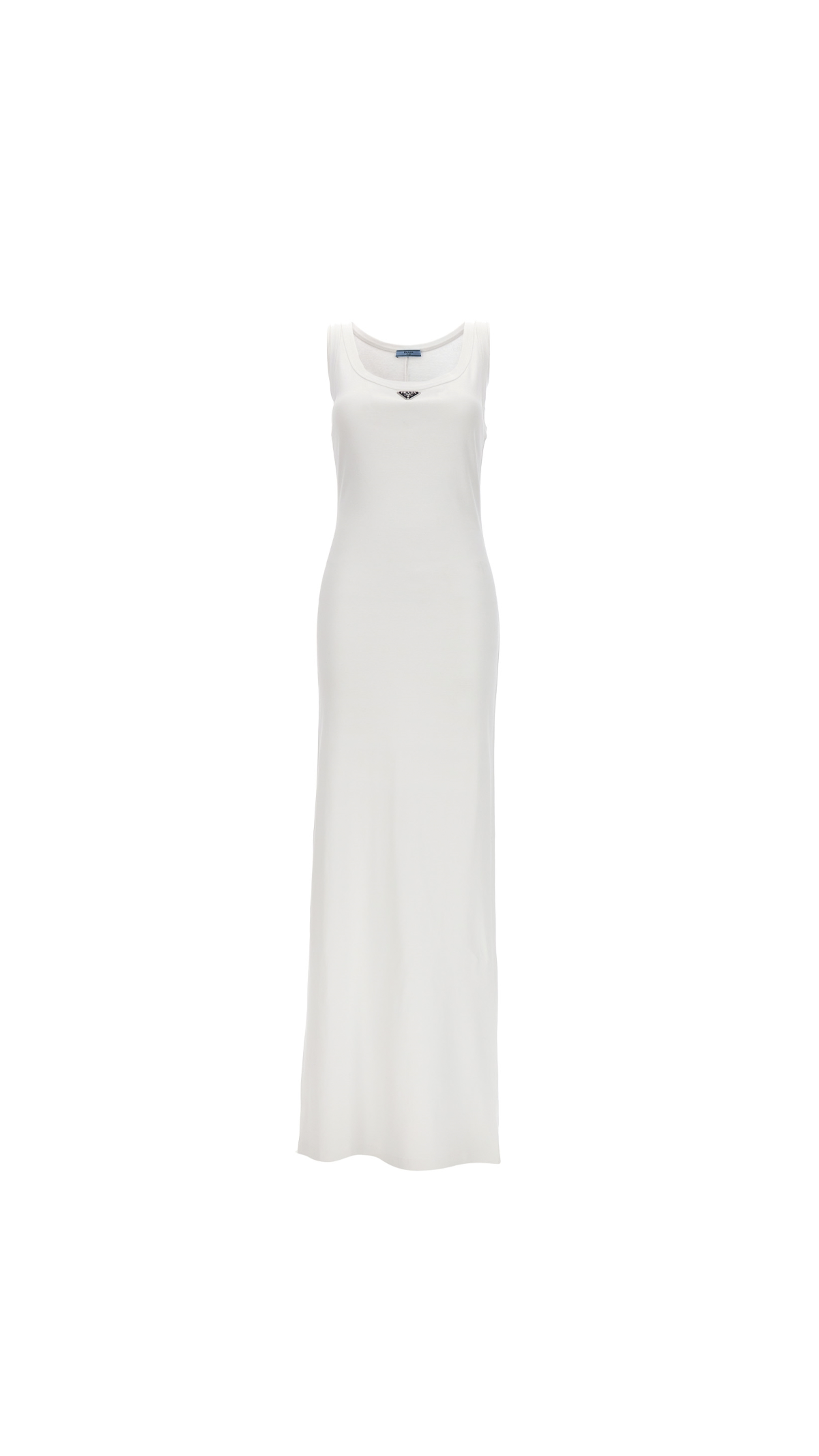 Ribbed Knit Jersey Maxi Dress - White