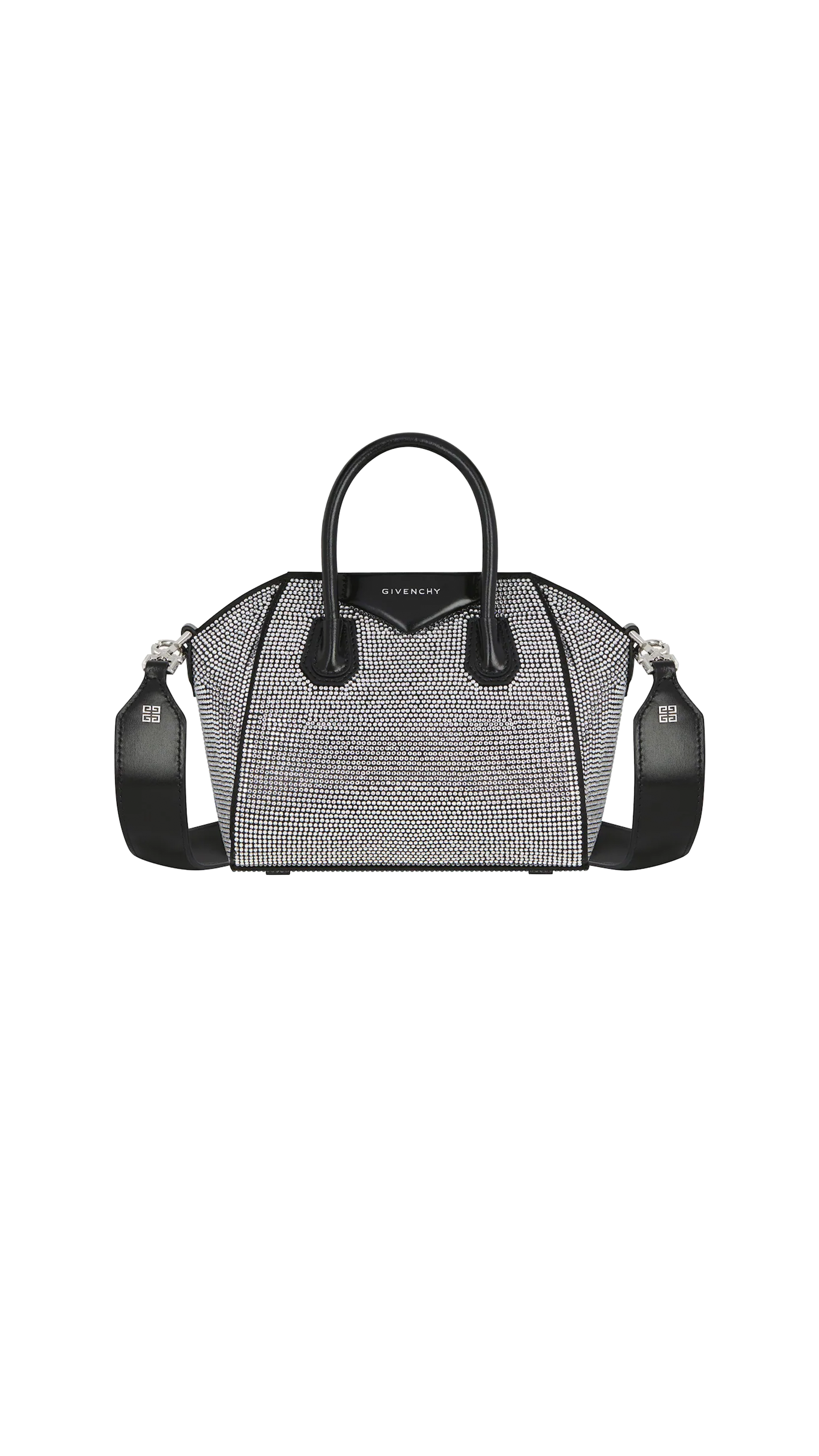 Antigona Toy Bag In Satin With Strass - Black