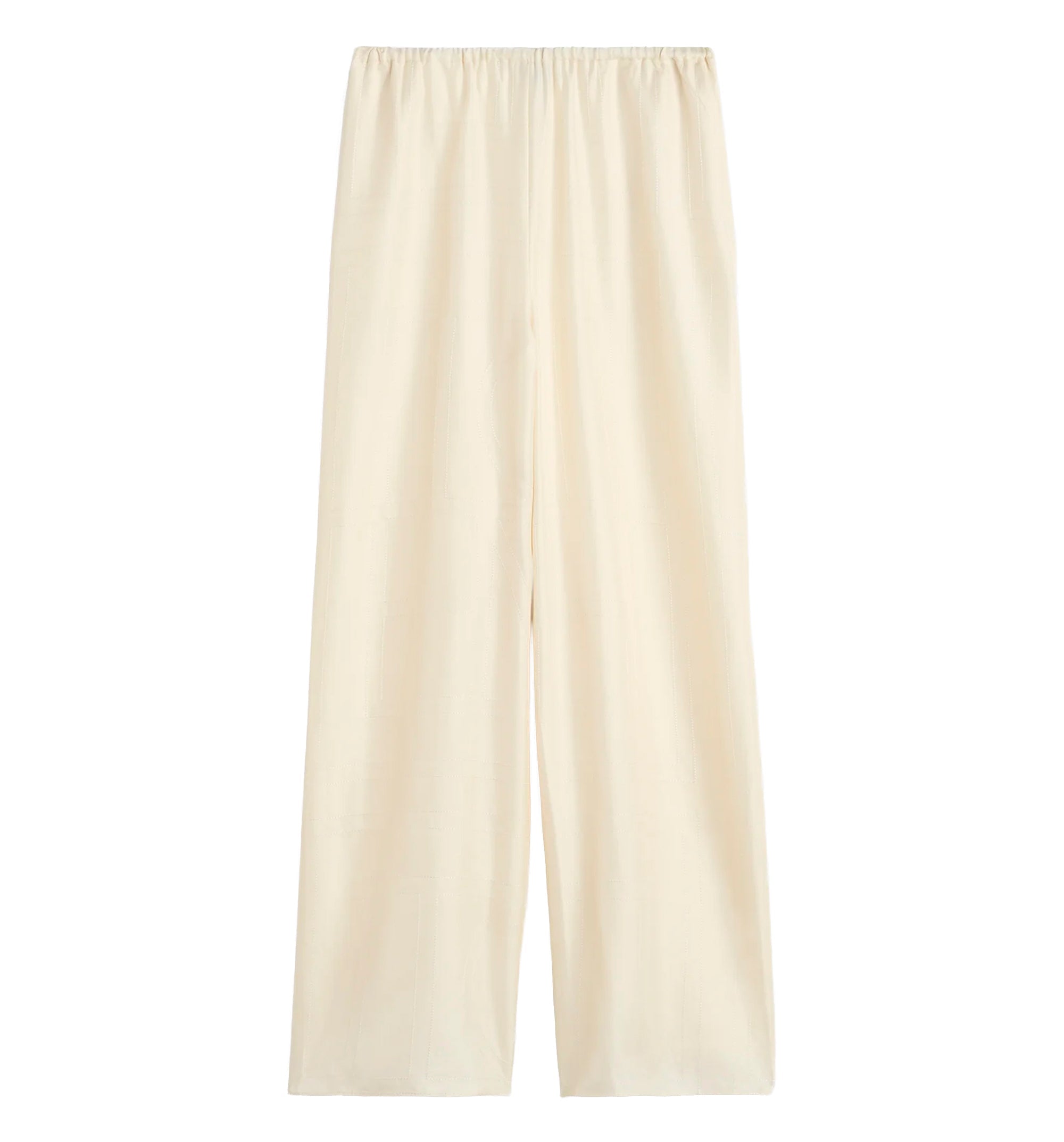 Monogram silk pj bottoms cream