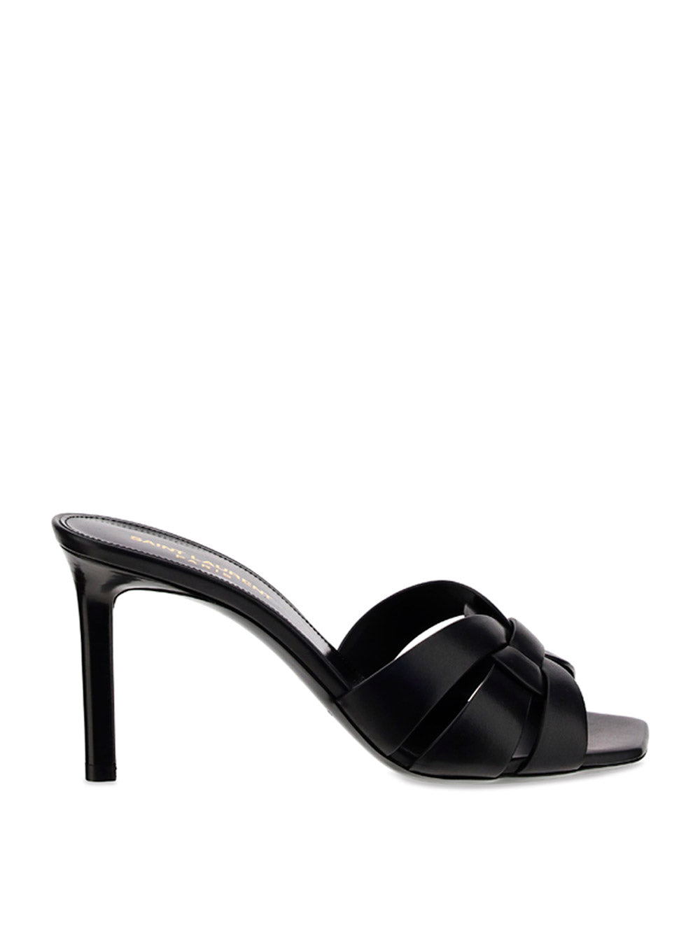 Tribute Heeled Mules in Smooth Leather - Black