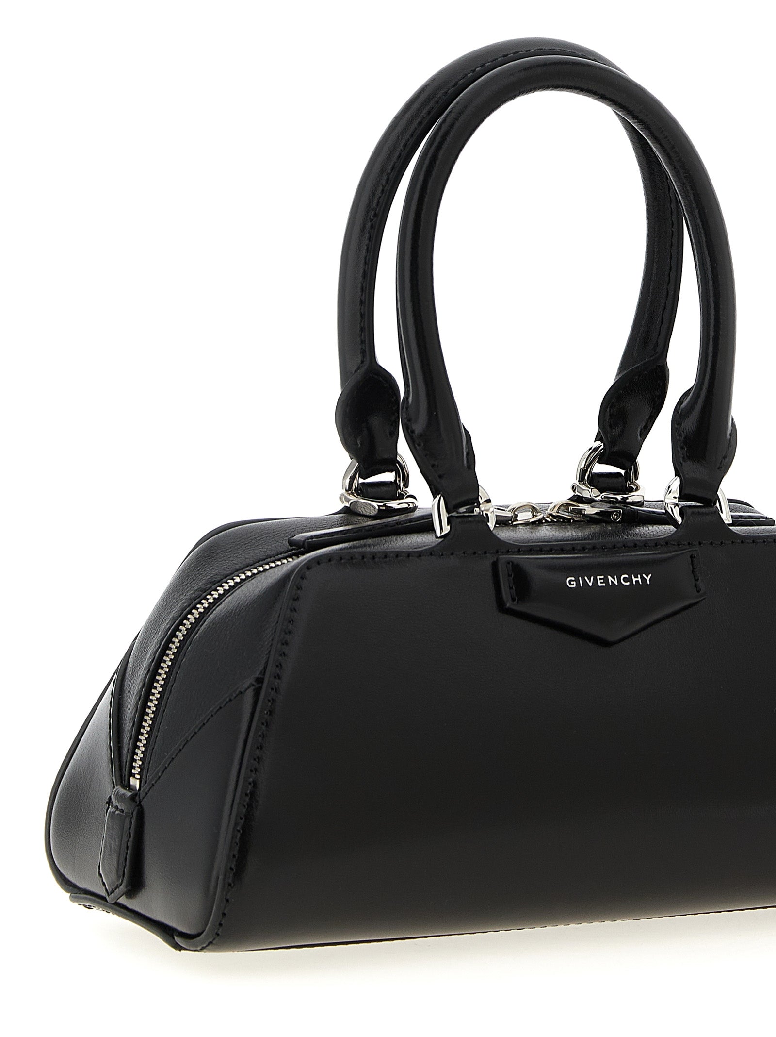 Mini Antigona East-West bag in Box leather - Black