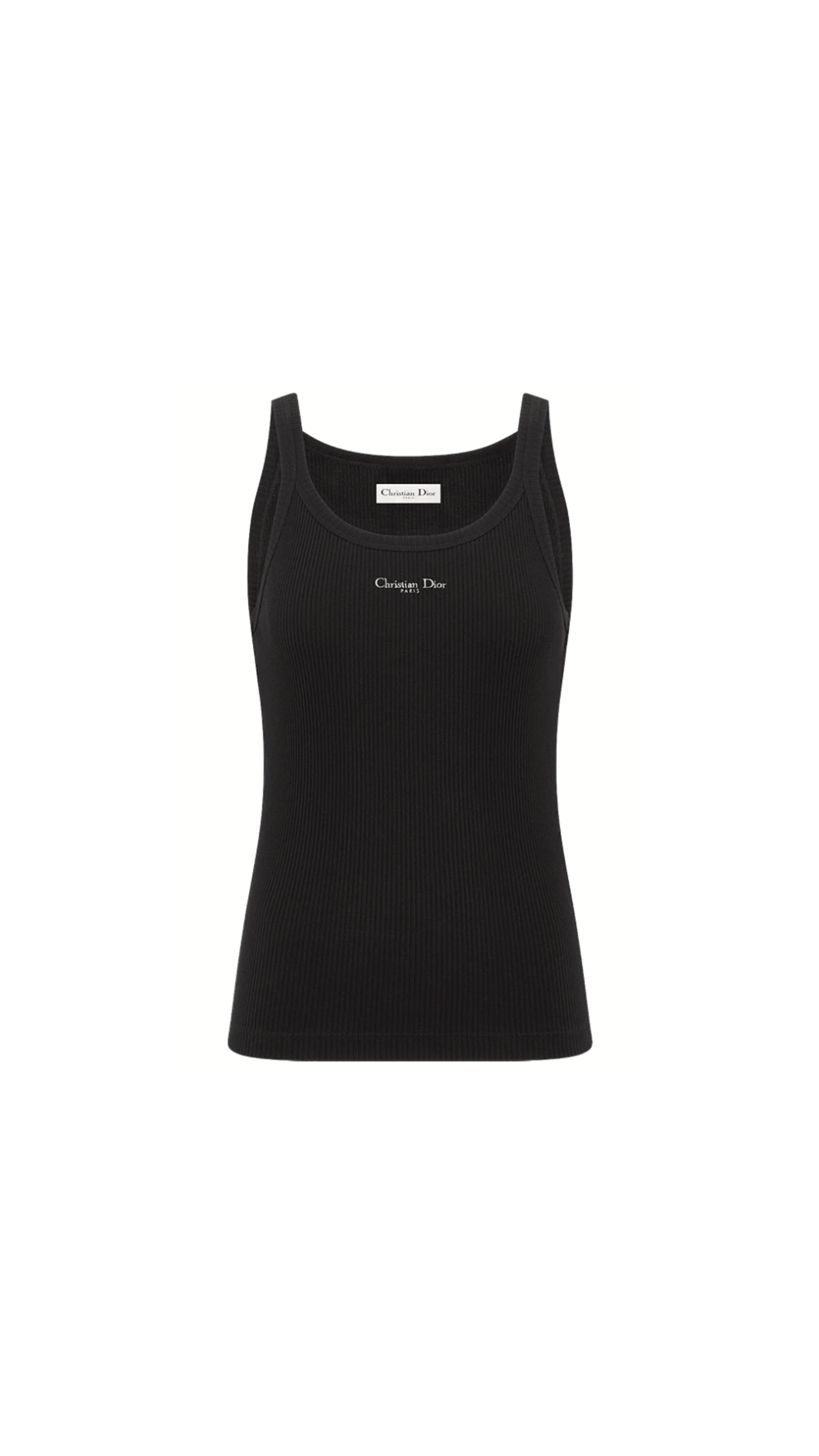 Ribbed Cotton Tank Top - Black