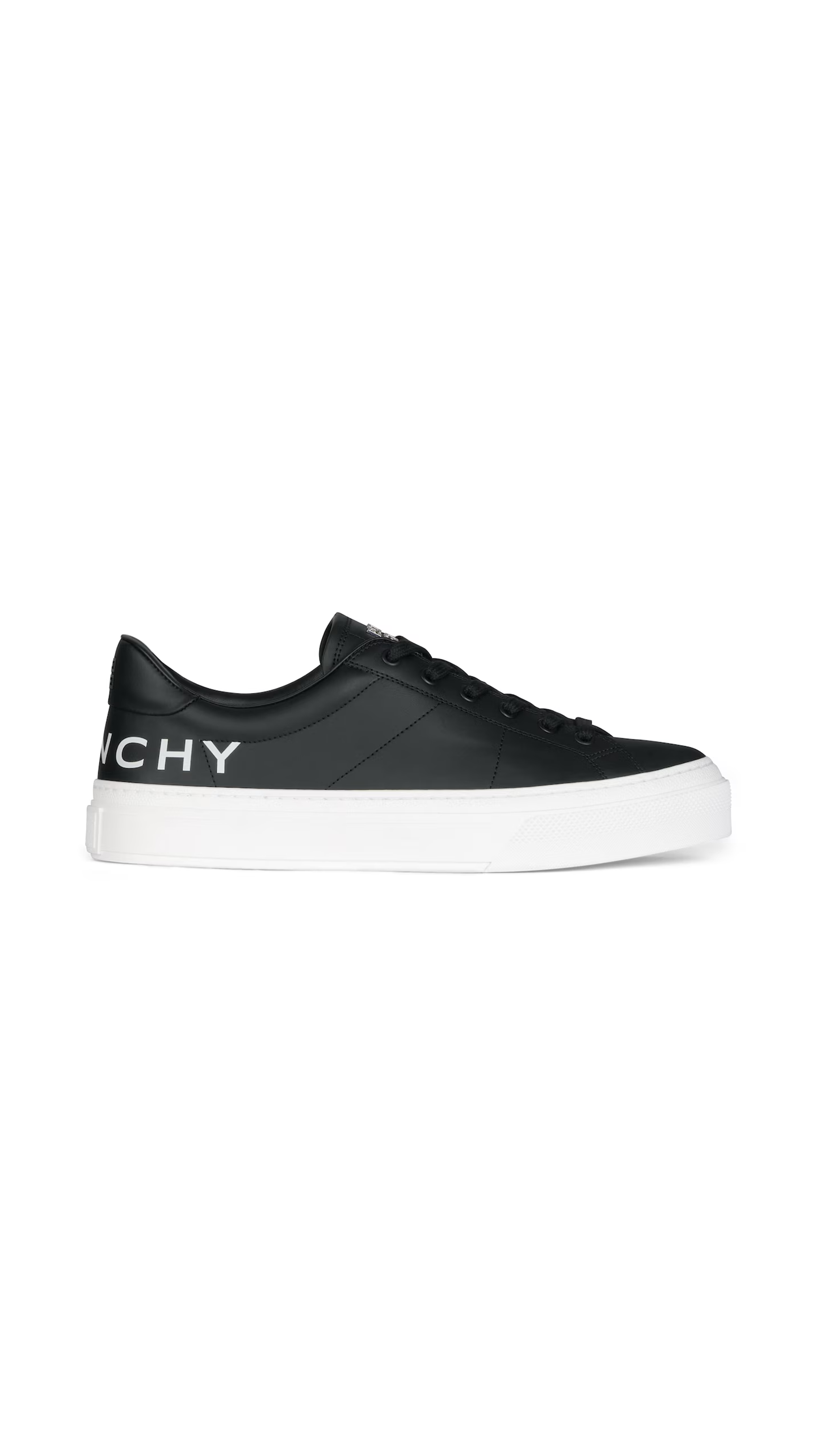 City Sport Sneakers in Leather with Printed Givenchy Logo - Black/White