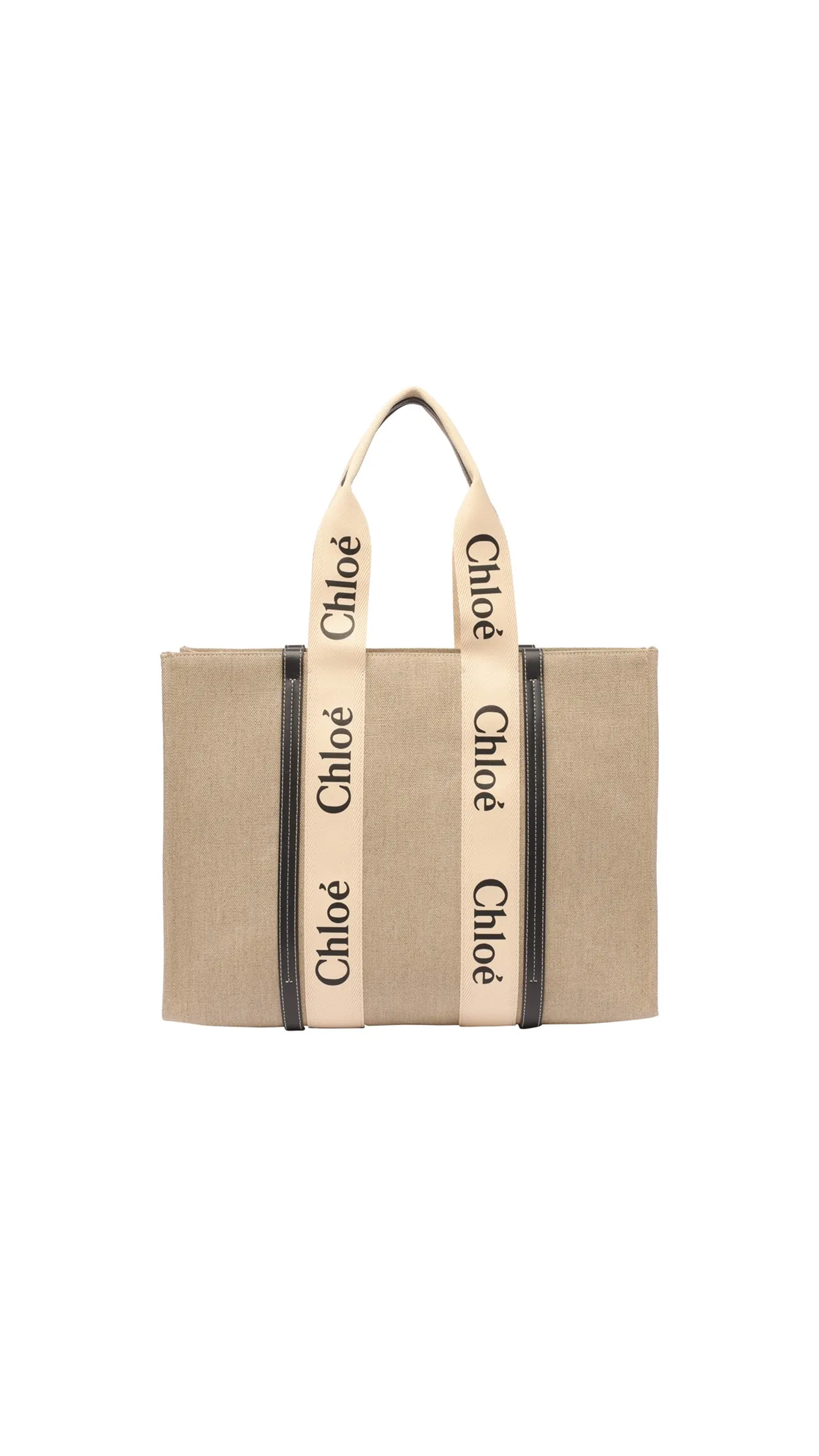 Woody Tote Bag - Beige/Black