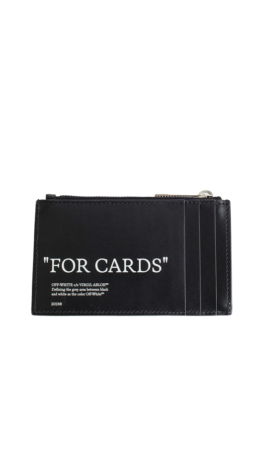 Black Quote Zipped Card Case - Black