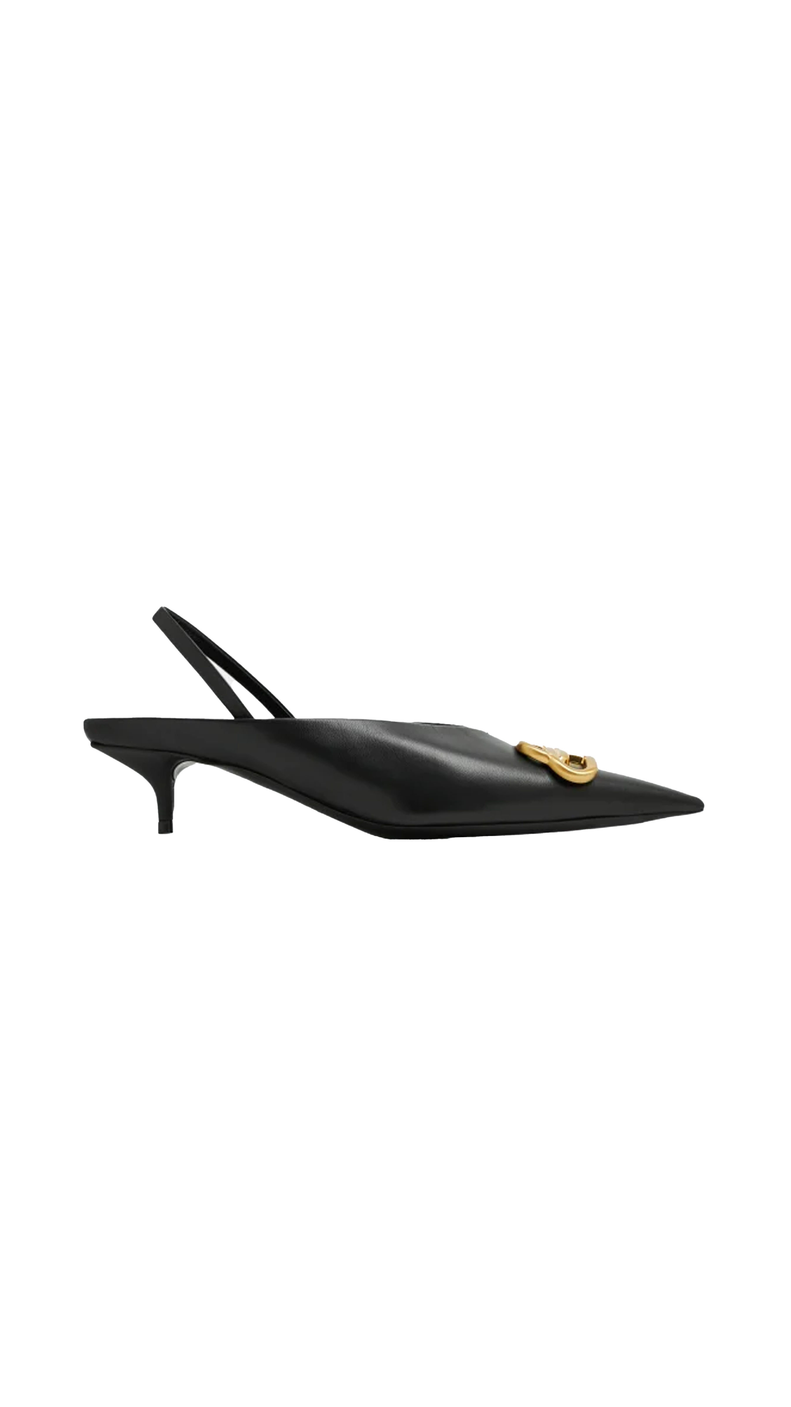 Squared-knife Toe Slingback Pumps - Black