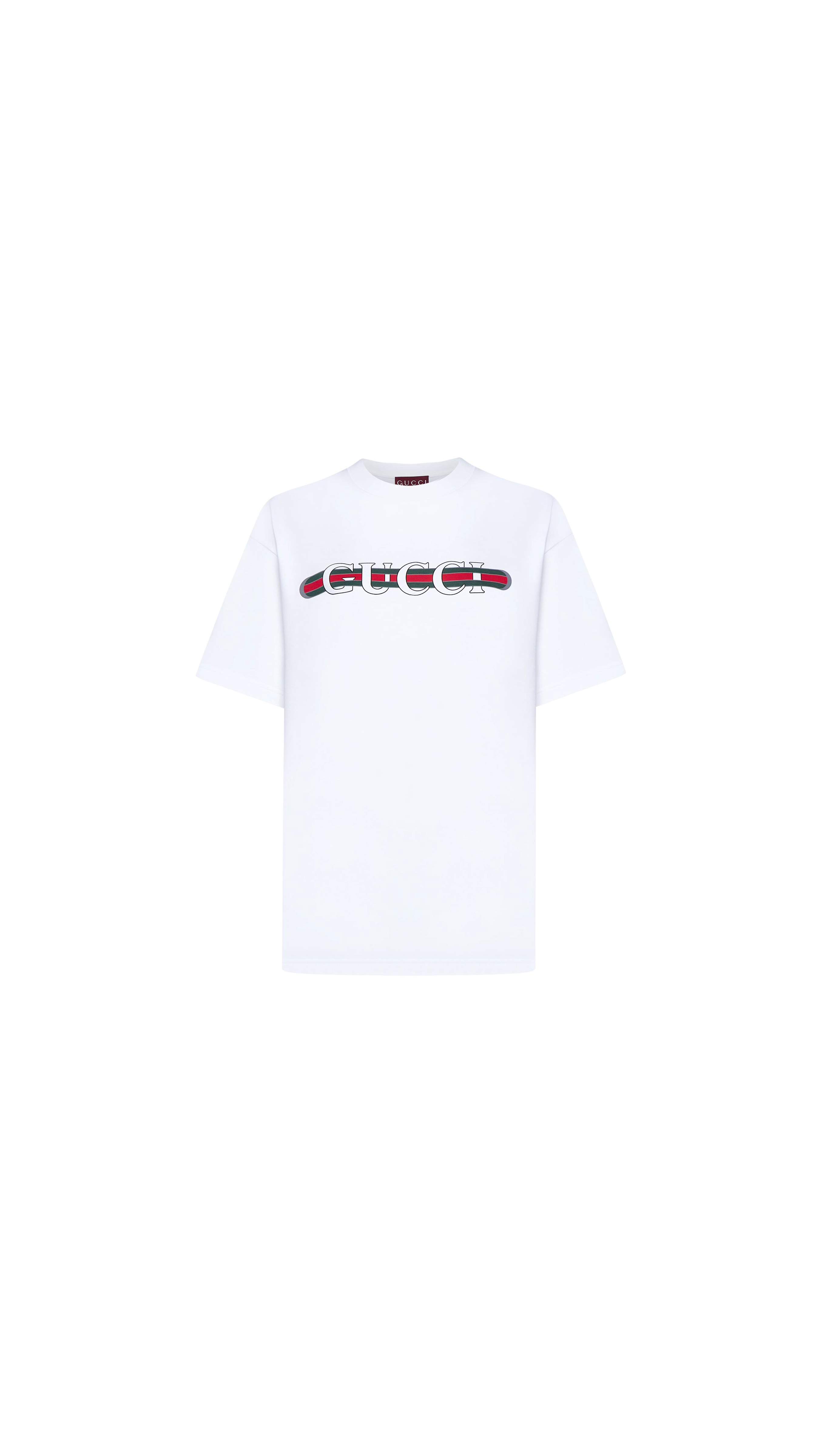 Cotton Jersey T-shirt With Gucci Print - White