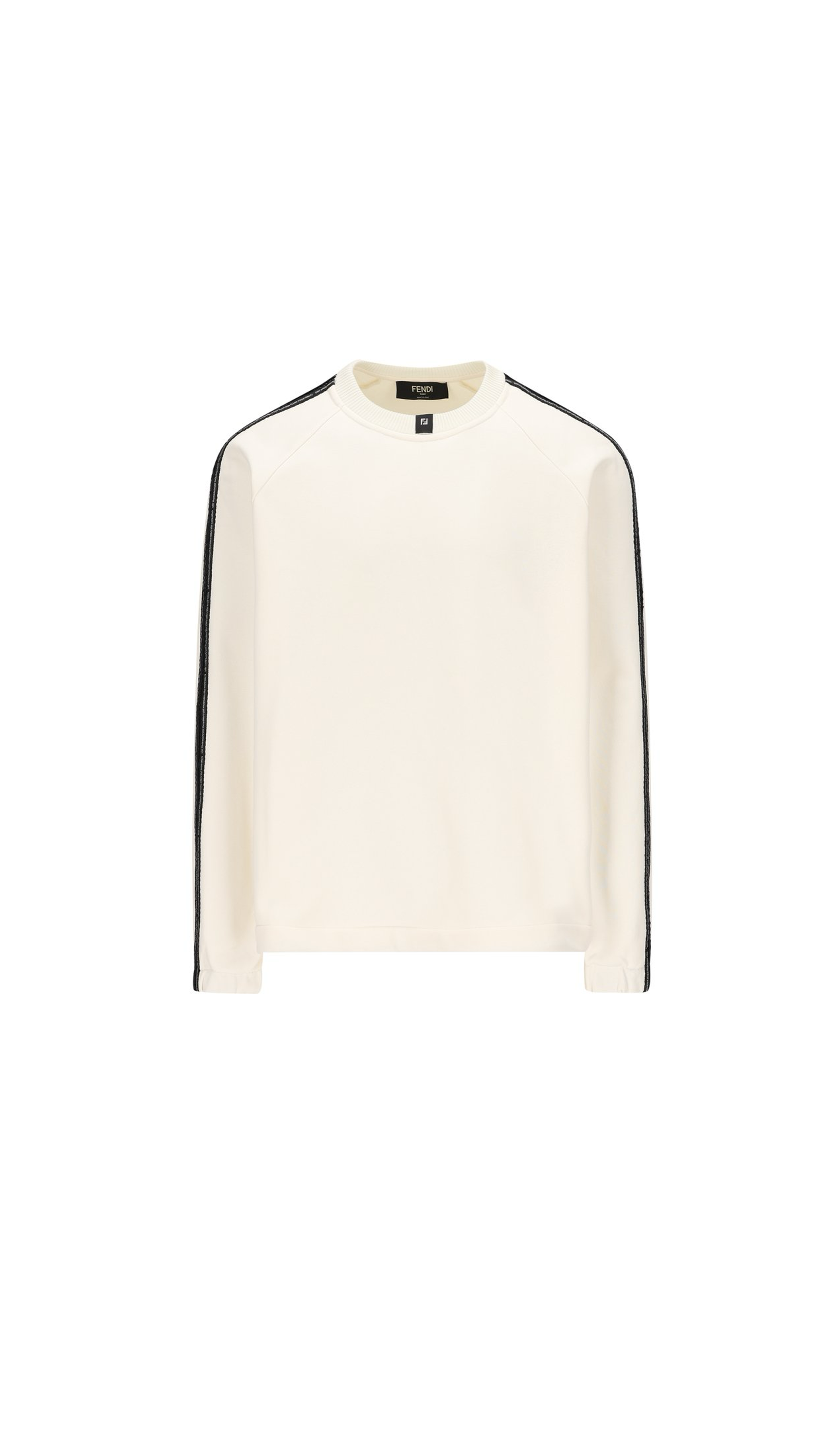 Fendi Striped-Detail Crewneck Sweatshirt - White