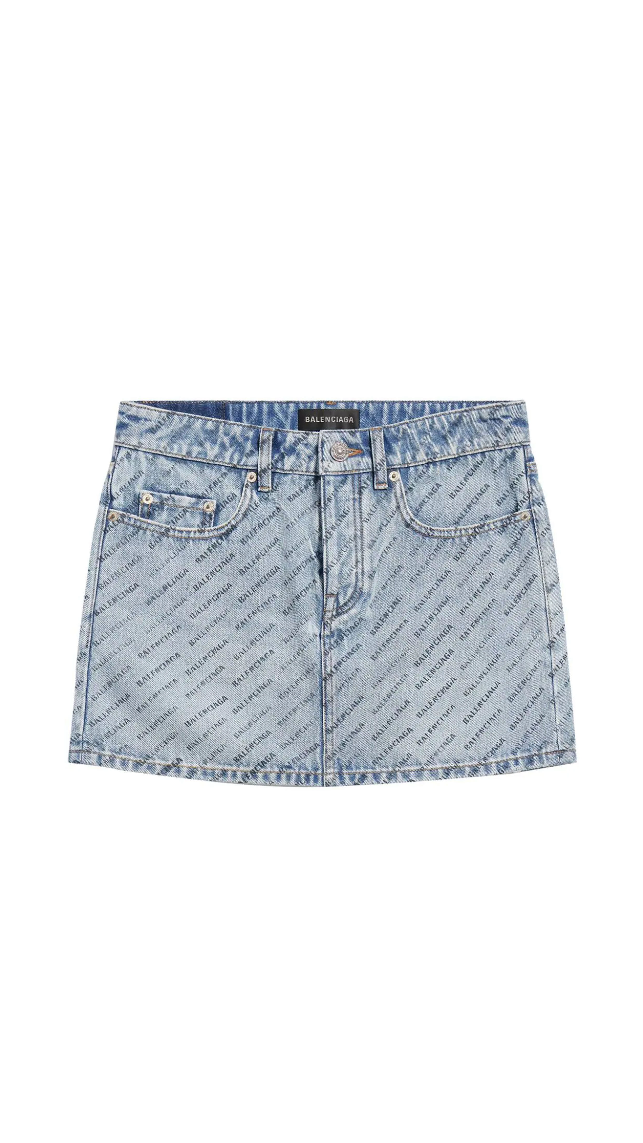 All Over Logo Mini Skirt - Blue