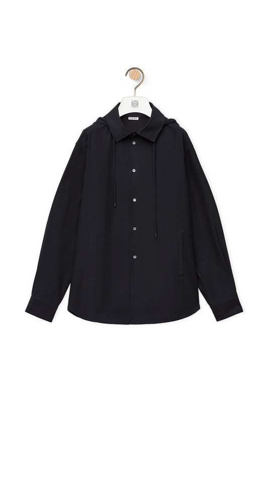 Hooded Overshirt In Cotton - Black