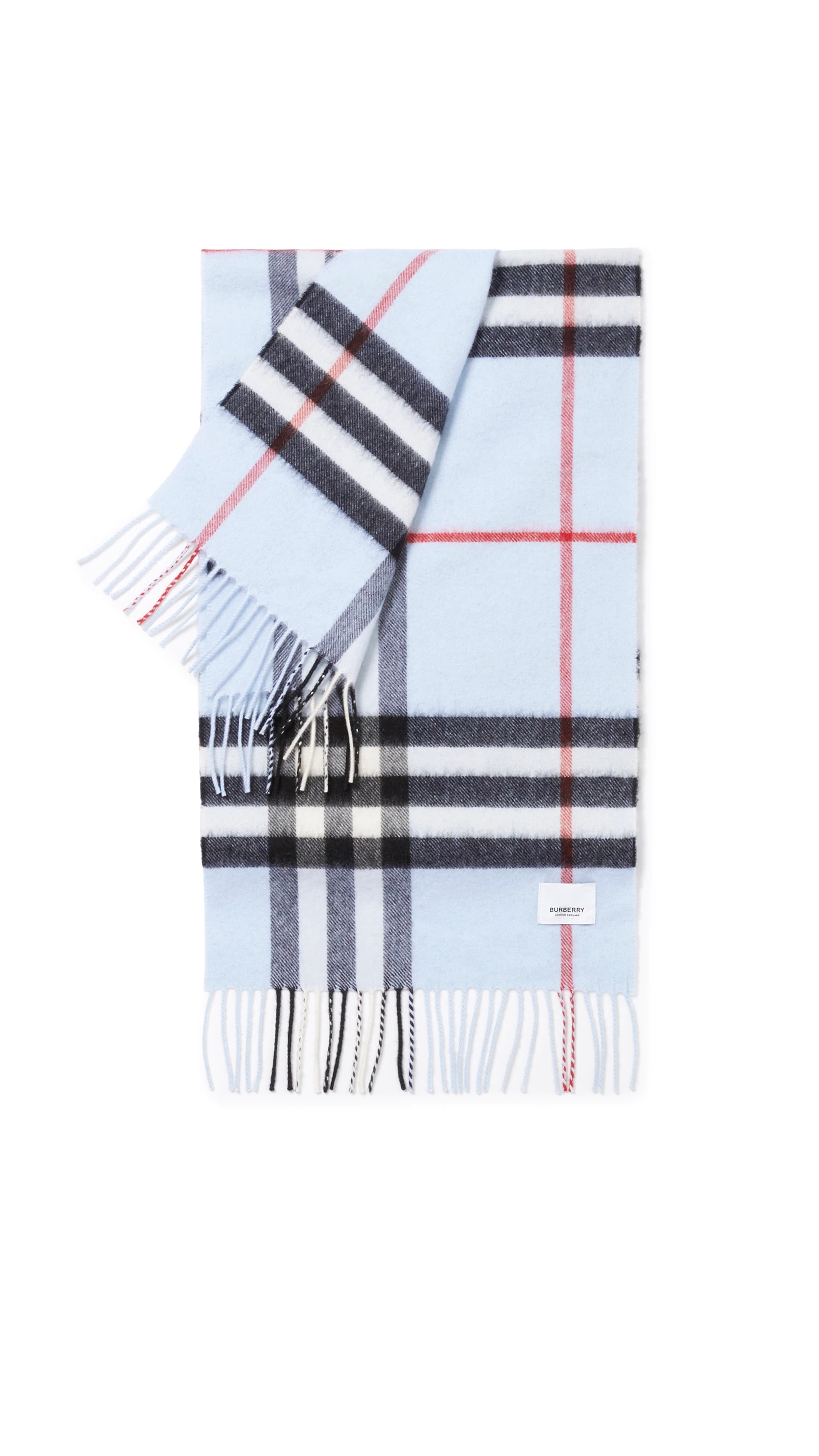 Check Cashmere Scarf - Light Blue