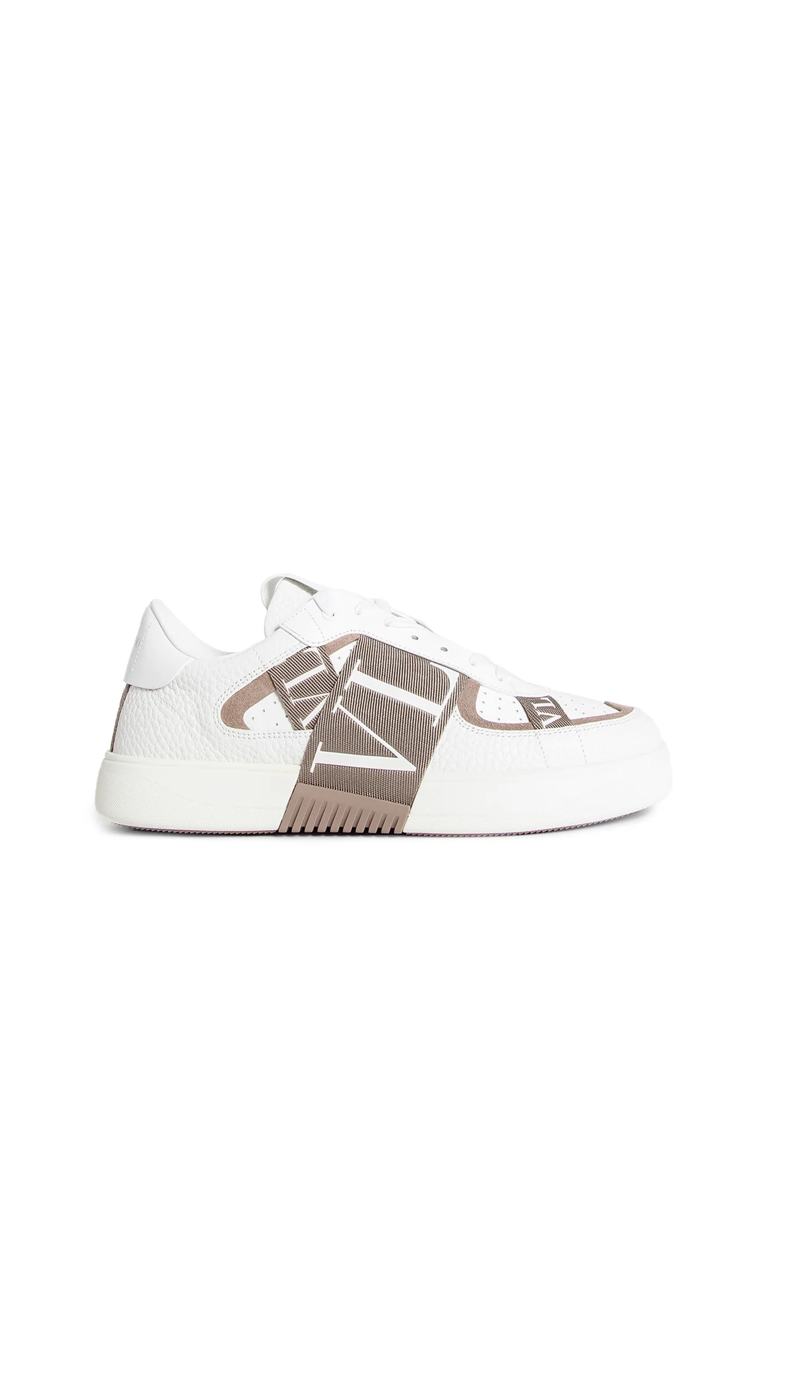 Low-Top Calfskin Vl7n Sneakers With Band - White