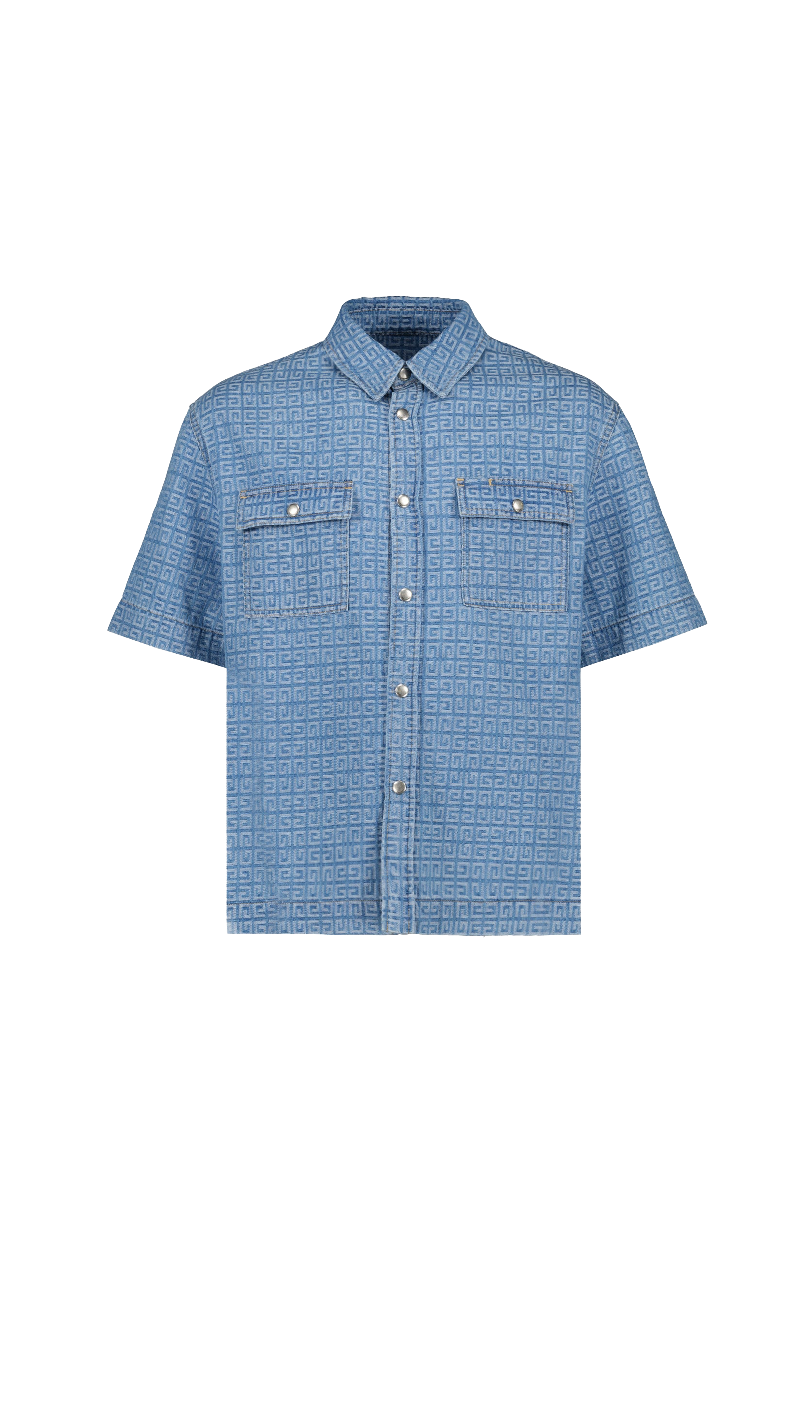 Short Sleeve Denim Shirt - Blue