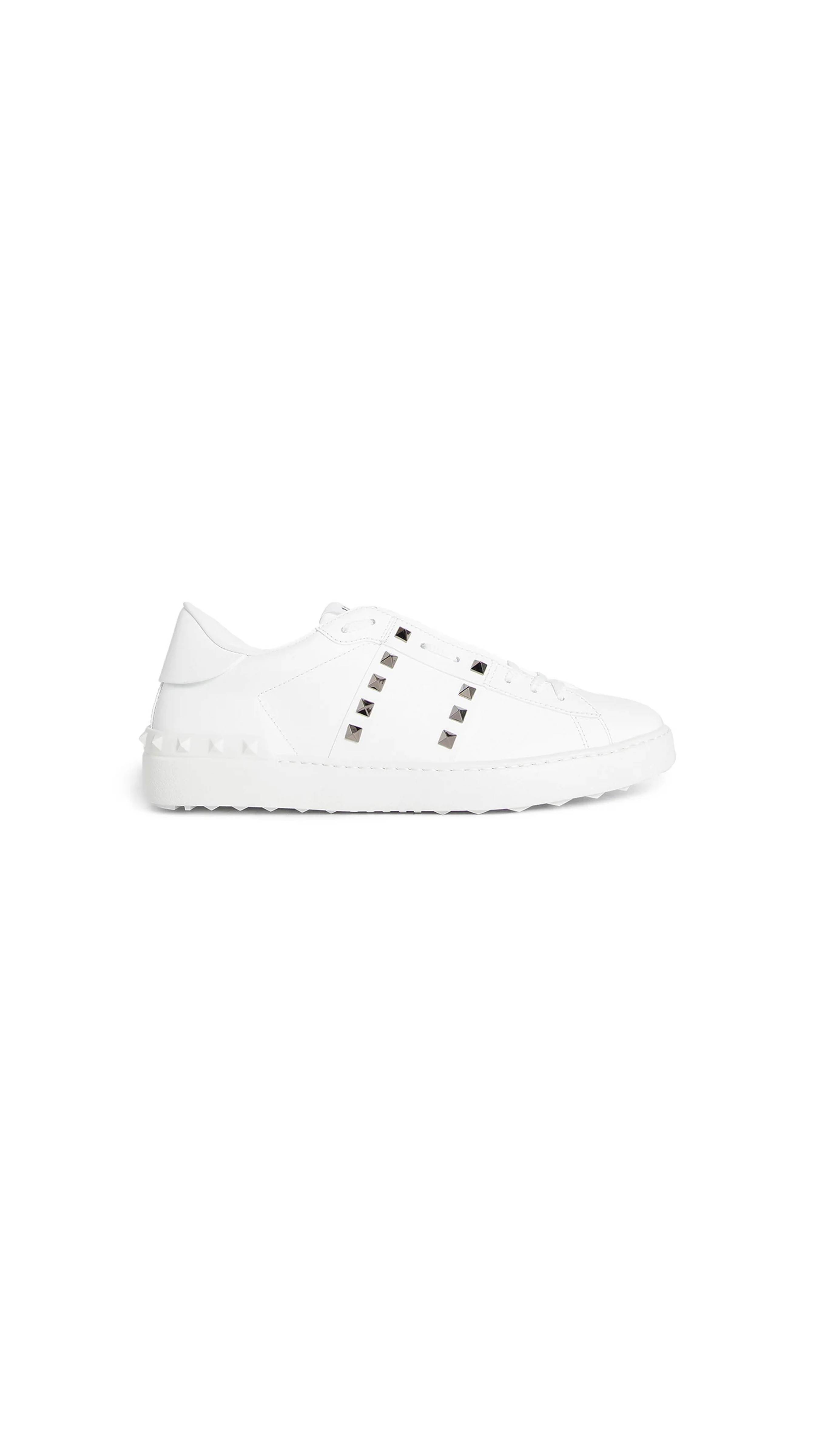 Rockstud Leather Sneakers - White