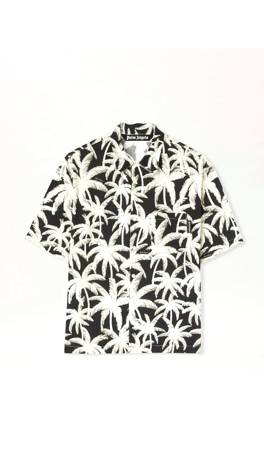 Palms All Over Bowling Shirt - Black\White