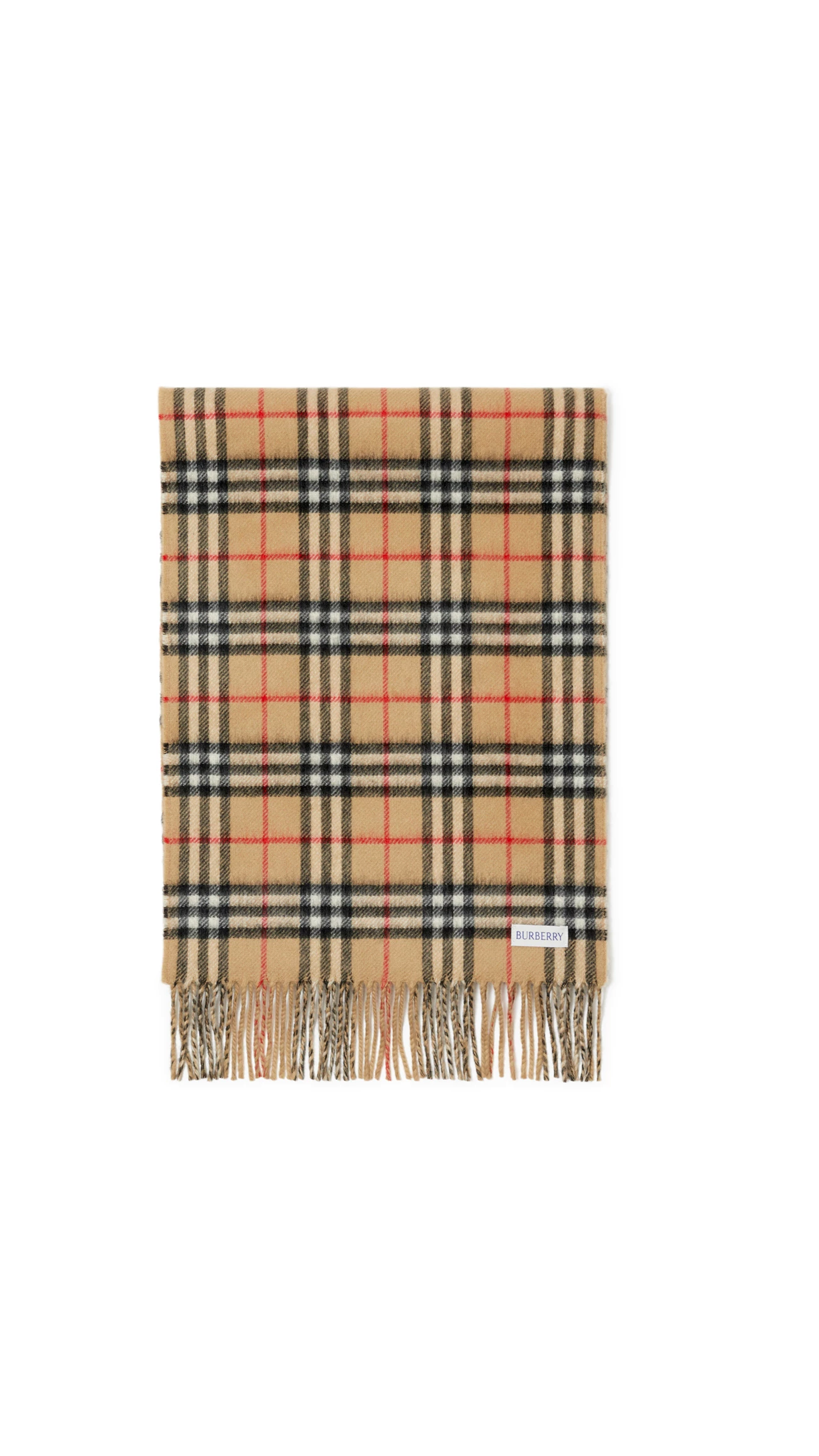 Check Cashmere Scarf - Archive Beige