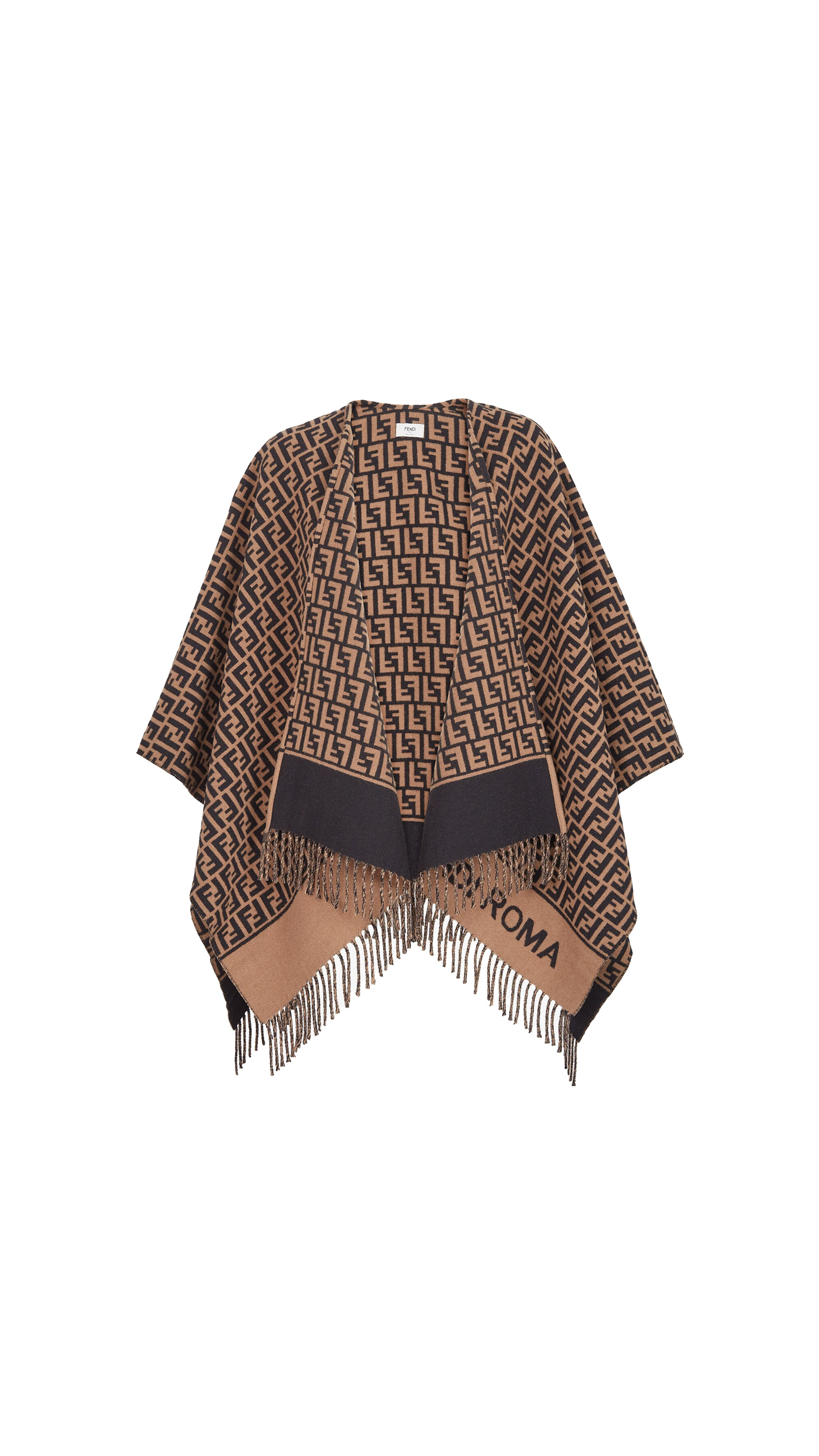 FF Wool and Cashmere Poncho - Brown